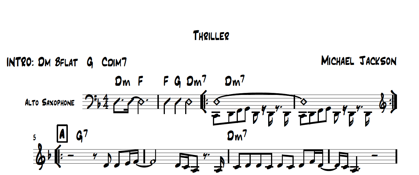 "Thriller" Michael Jackson Lead Sheet