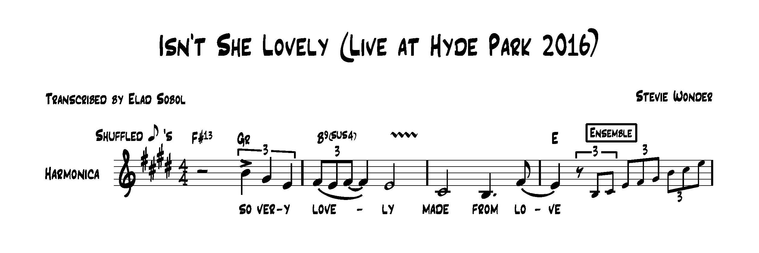 Stevie Wonder "Isn't She Lovely" Premium Transcription