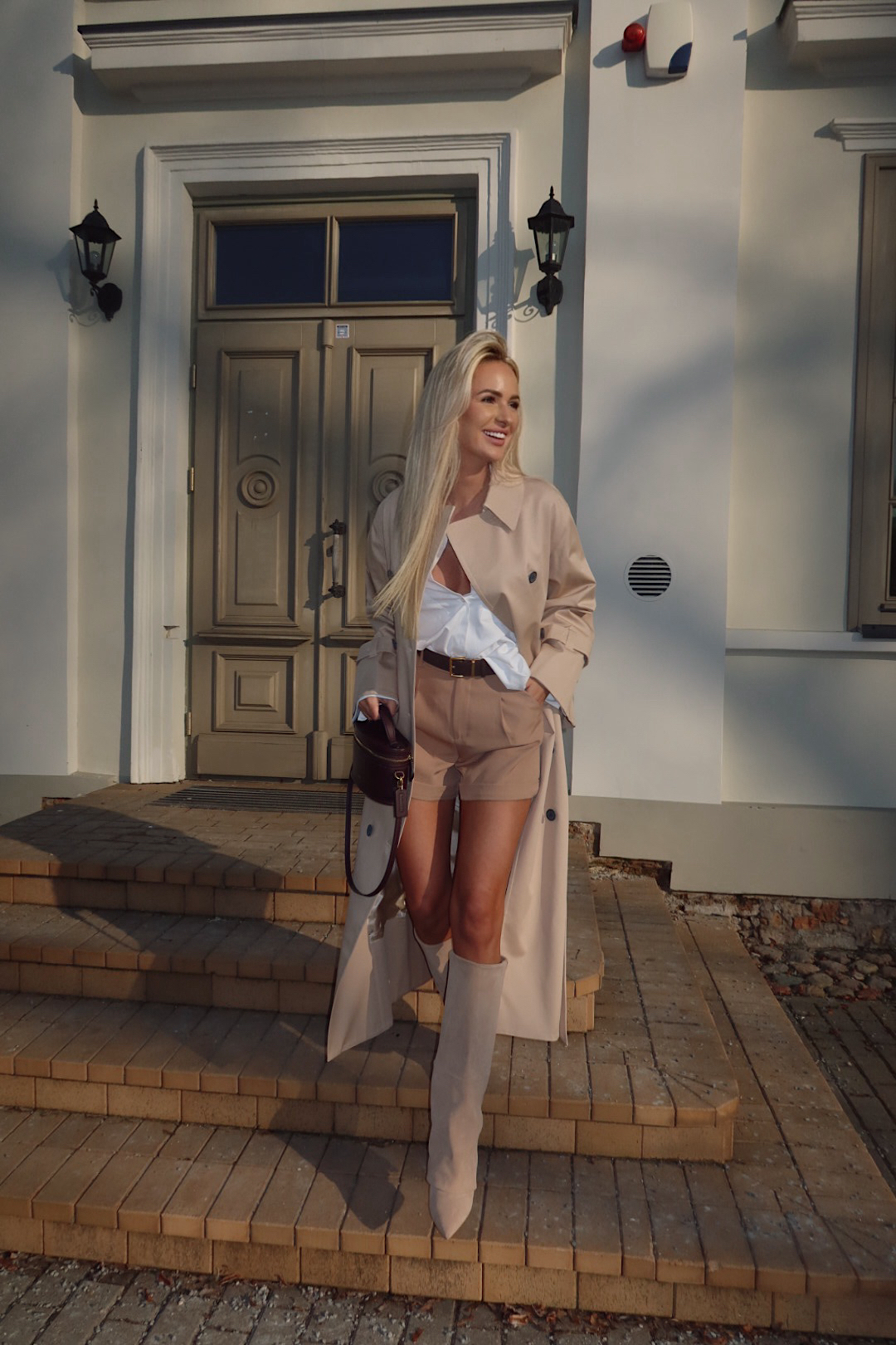 SOHO Classic Trench Coat With Removable Cape IVORY