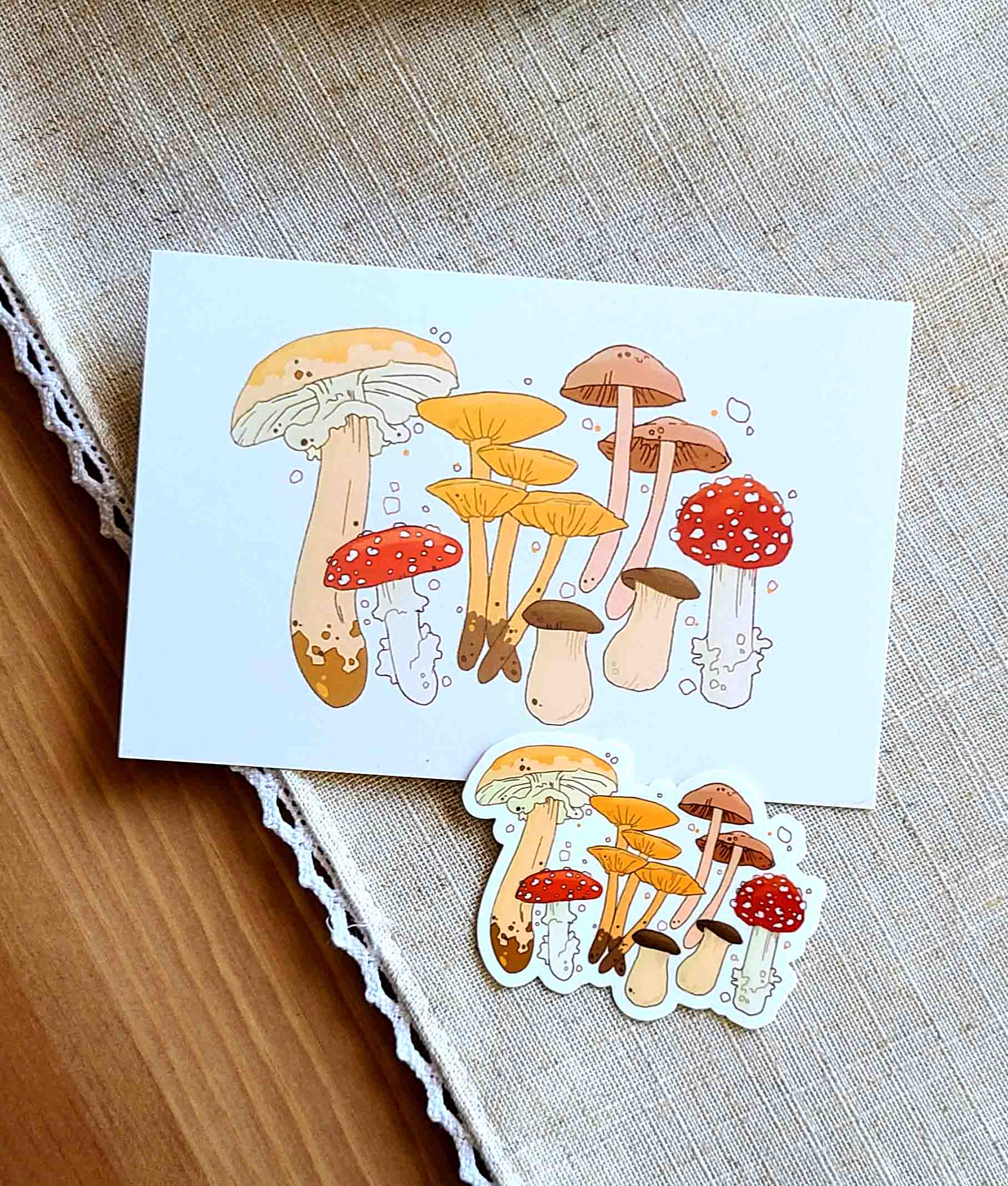 Mushroom Postcard and Sticker Pack
