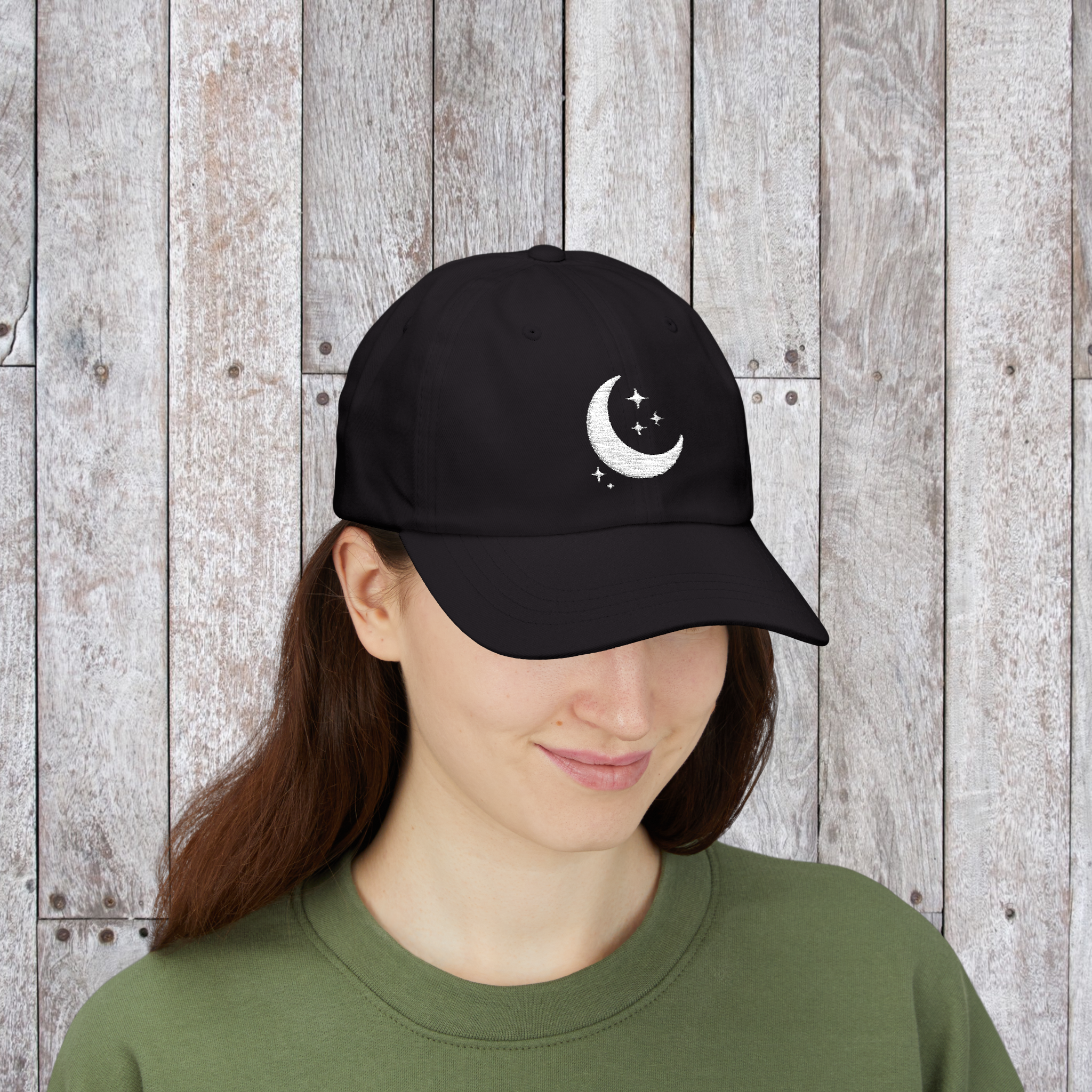 Crescent Moon Embroidered Cap