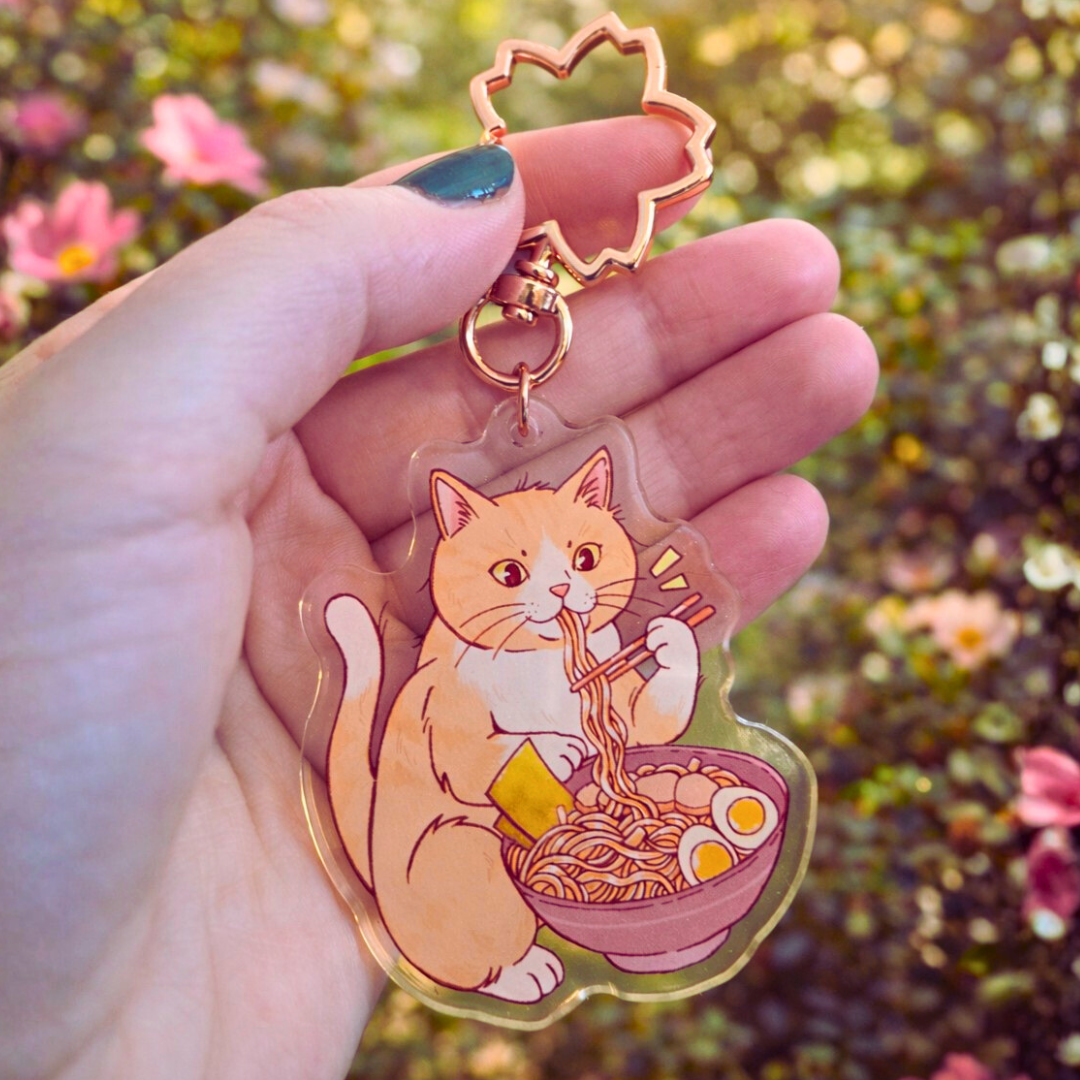 Ramen Cat Acrylic Keychain