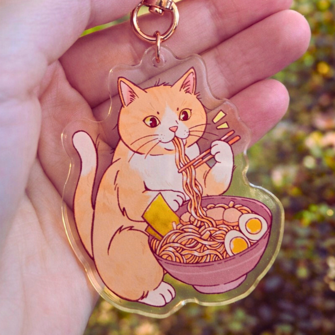 Ramen Cat Acrylic Keychain