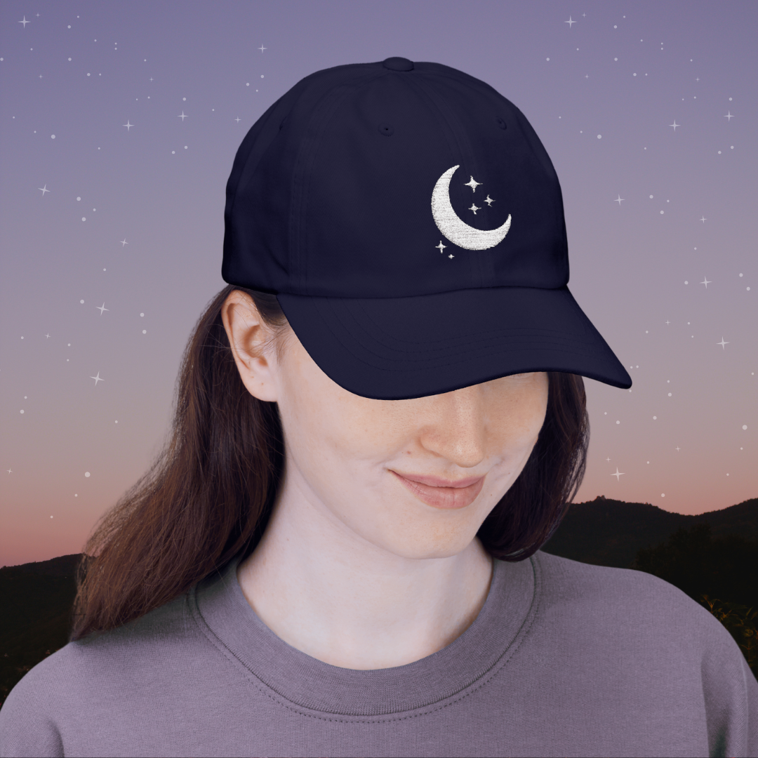 Crescent Moon Embroidered Cap