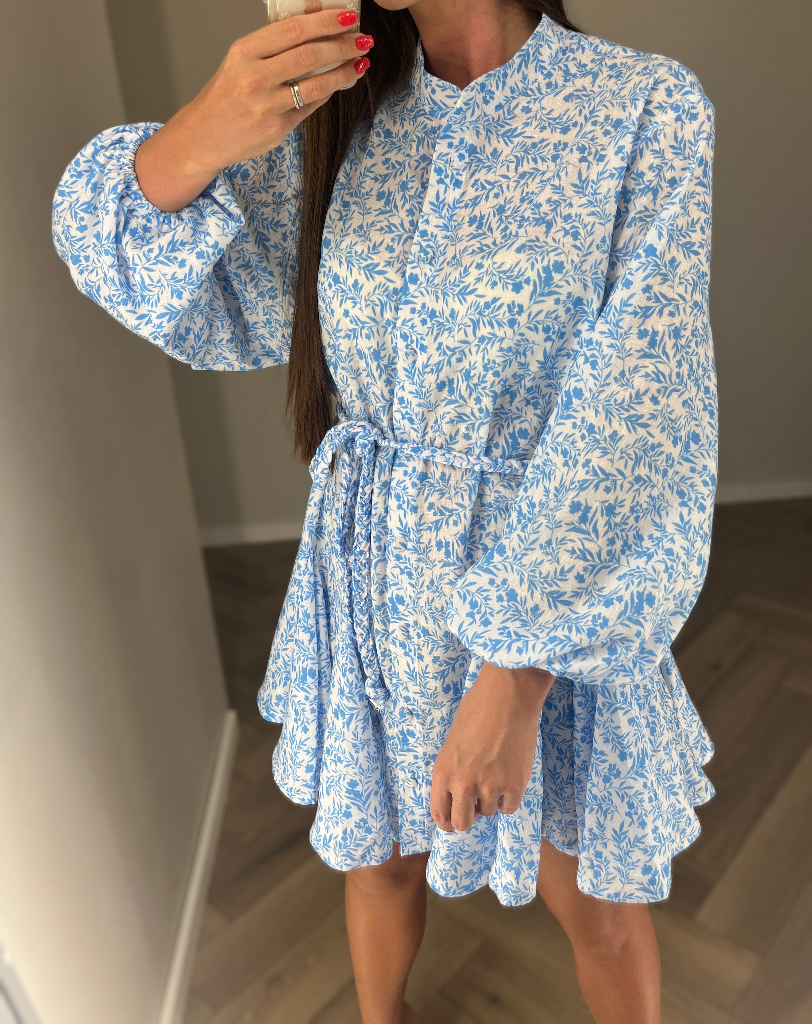 Lininė suknelė su dirželiu