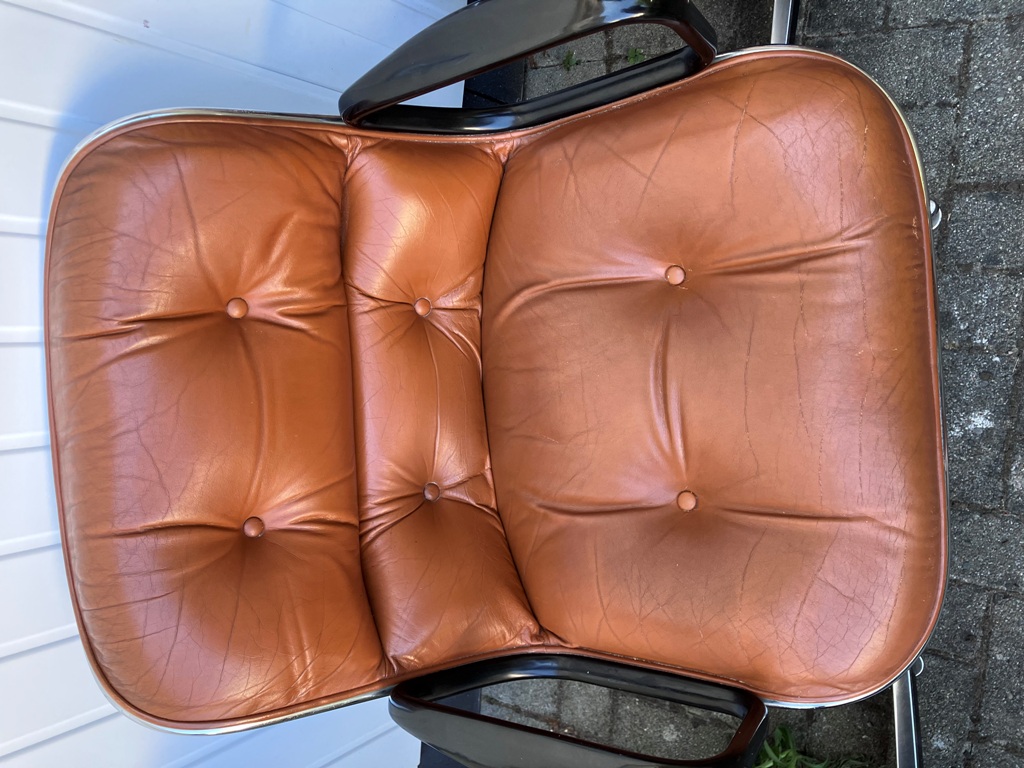 Fauteuils vintage en cuir POLLOK édition KNOLL 1950-60