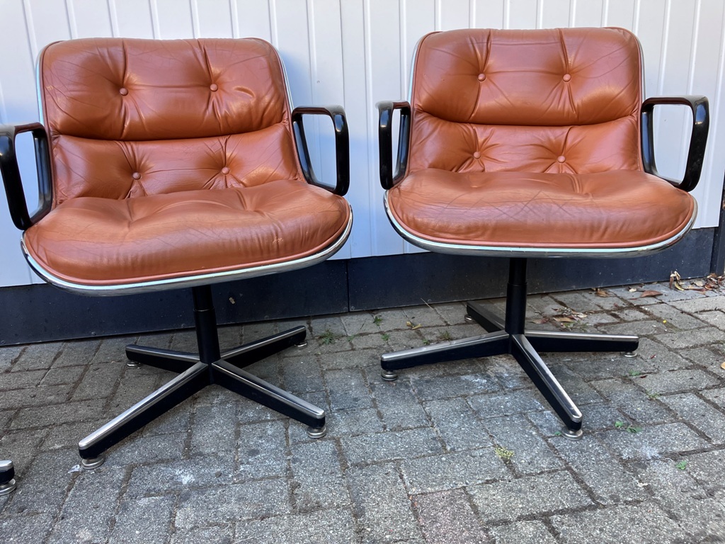 Fauteuils vintage en cuir POLLOK édition KNOLL 1950-60
