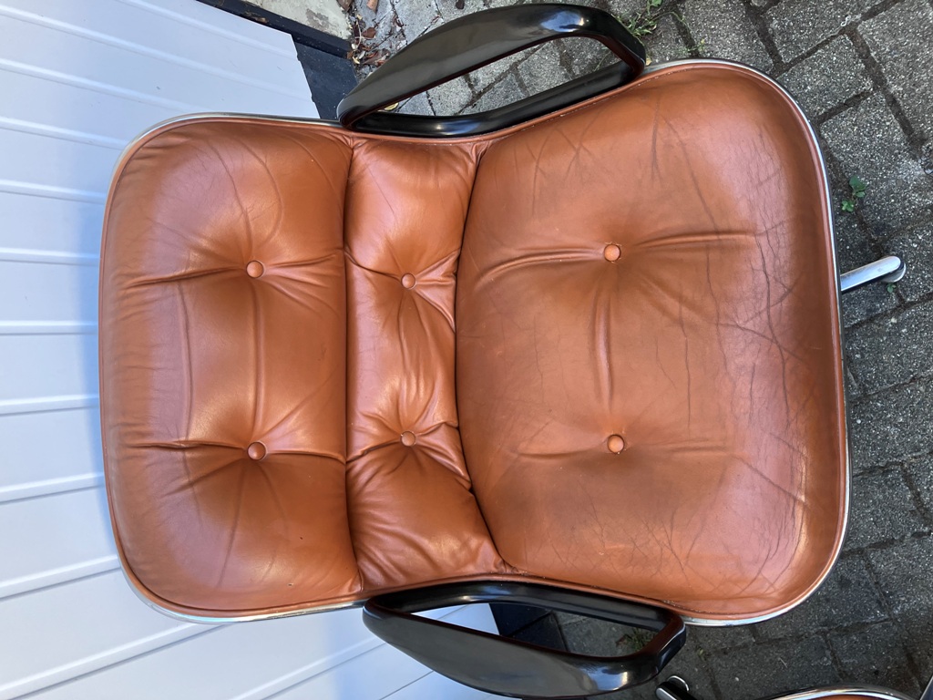 Fauteuils vintage en cuir POLLOK édition KNOLL 1950-60