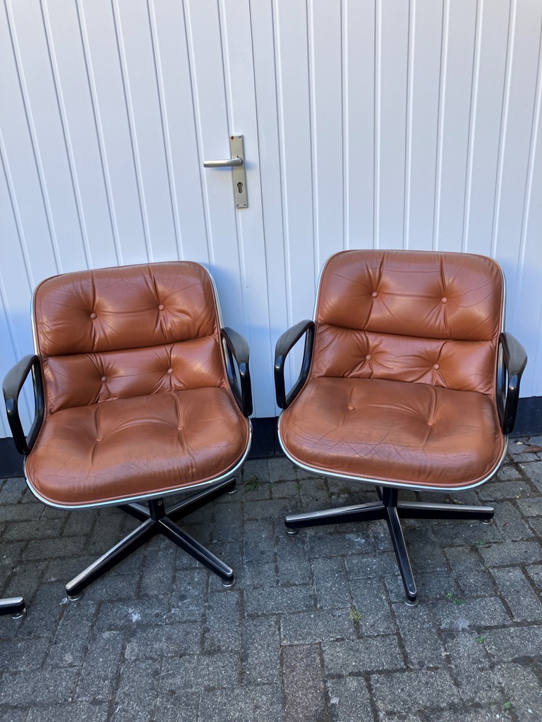 Fauteuils vintage en cuir POLLOK édition KNOLL 1950-60