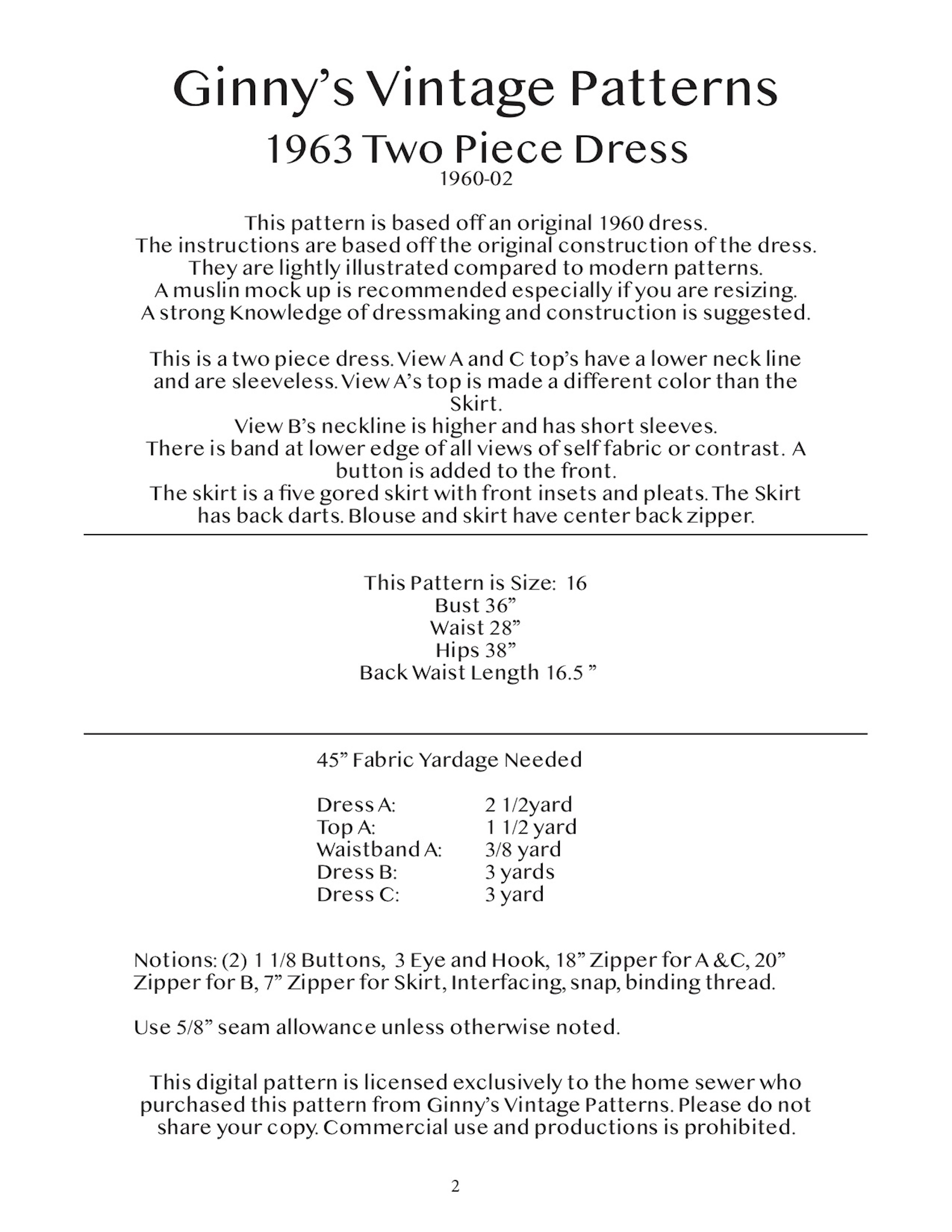 1960 Two Piece Dress 