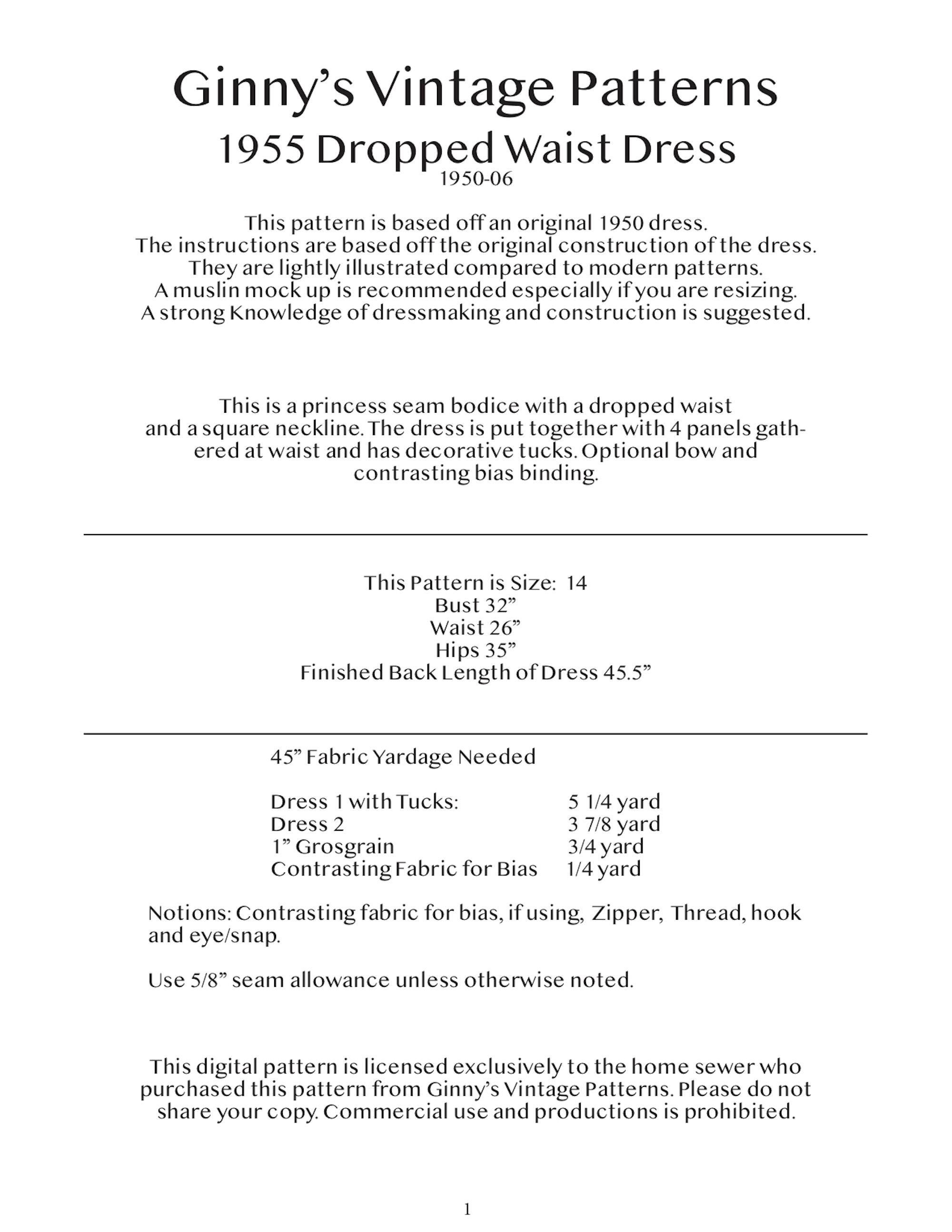 1955 Dropped Waist Dress 