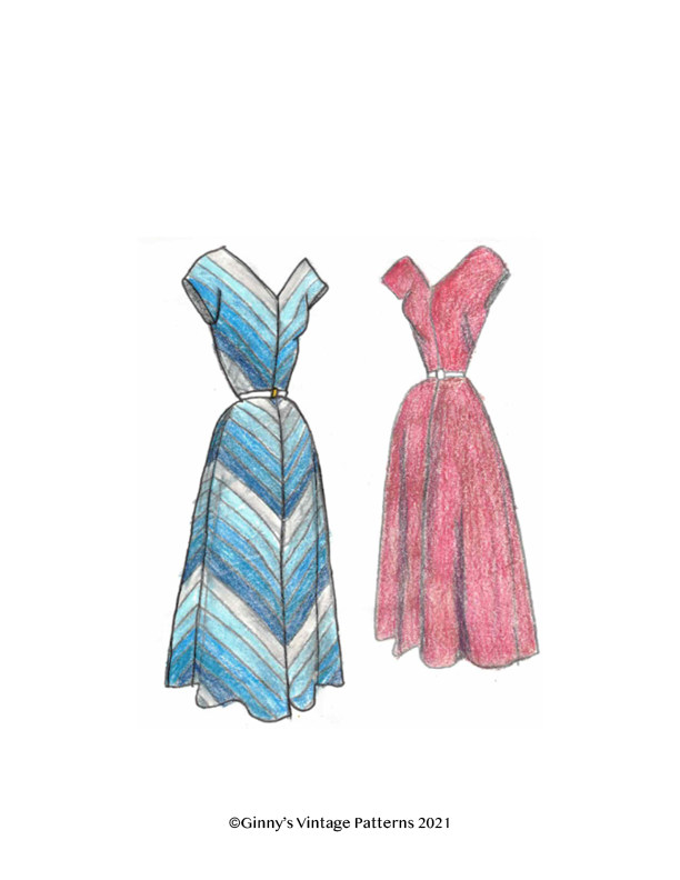 Vestido con cuello en V de 1950