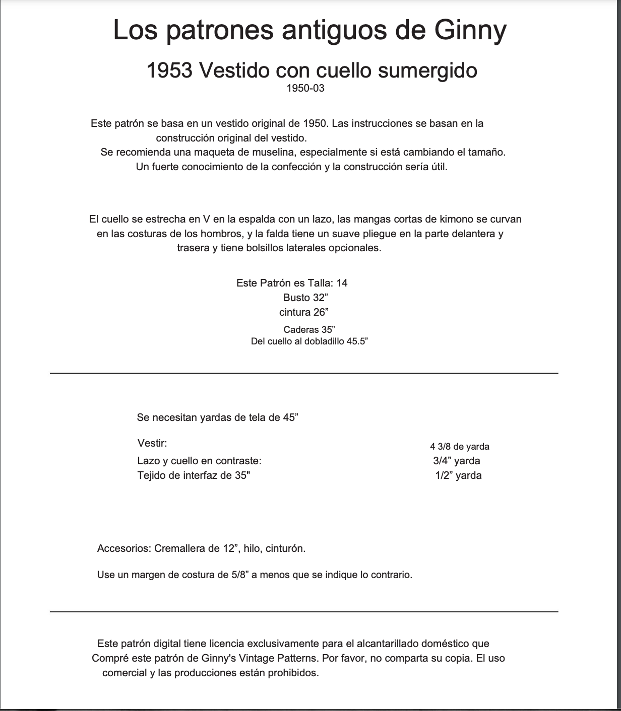 953 Vestido con cuello sumergido