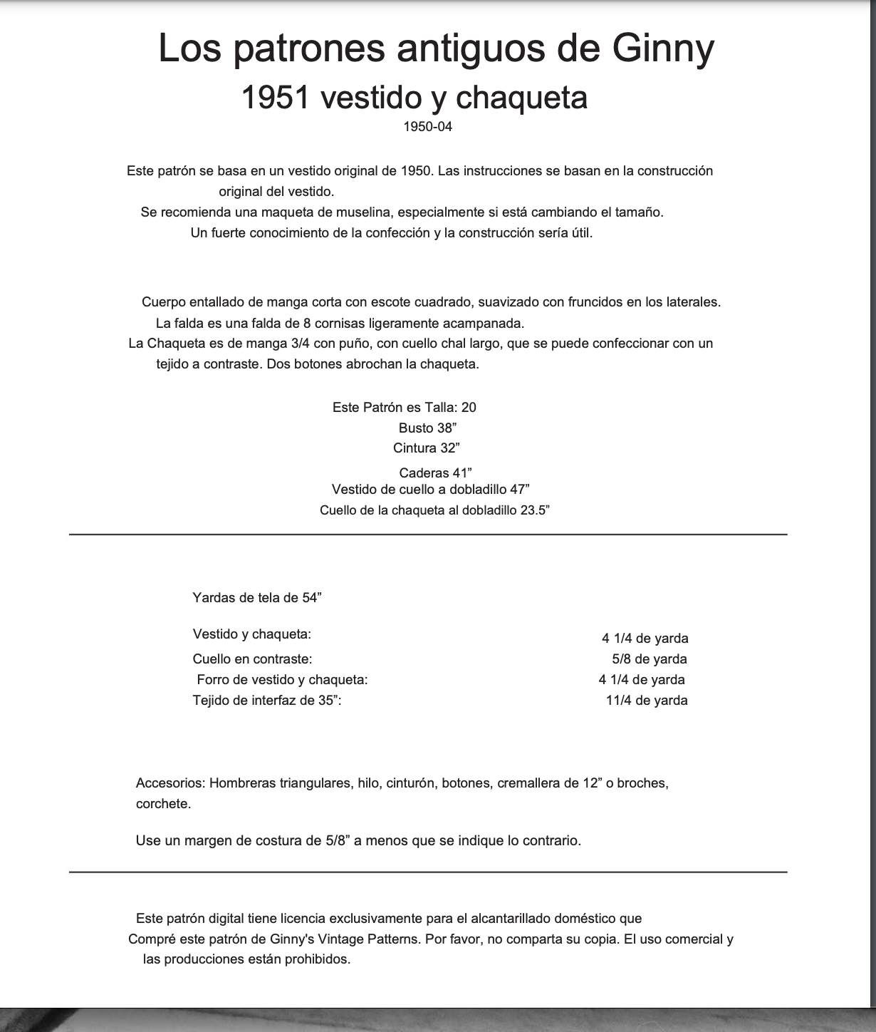 1951 vestido y chaqueta