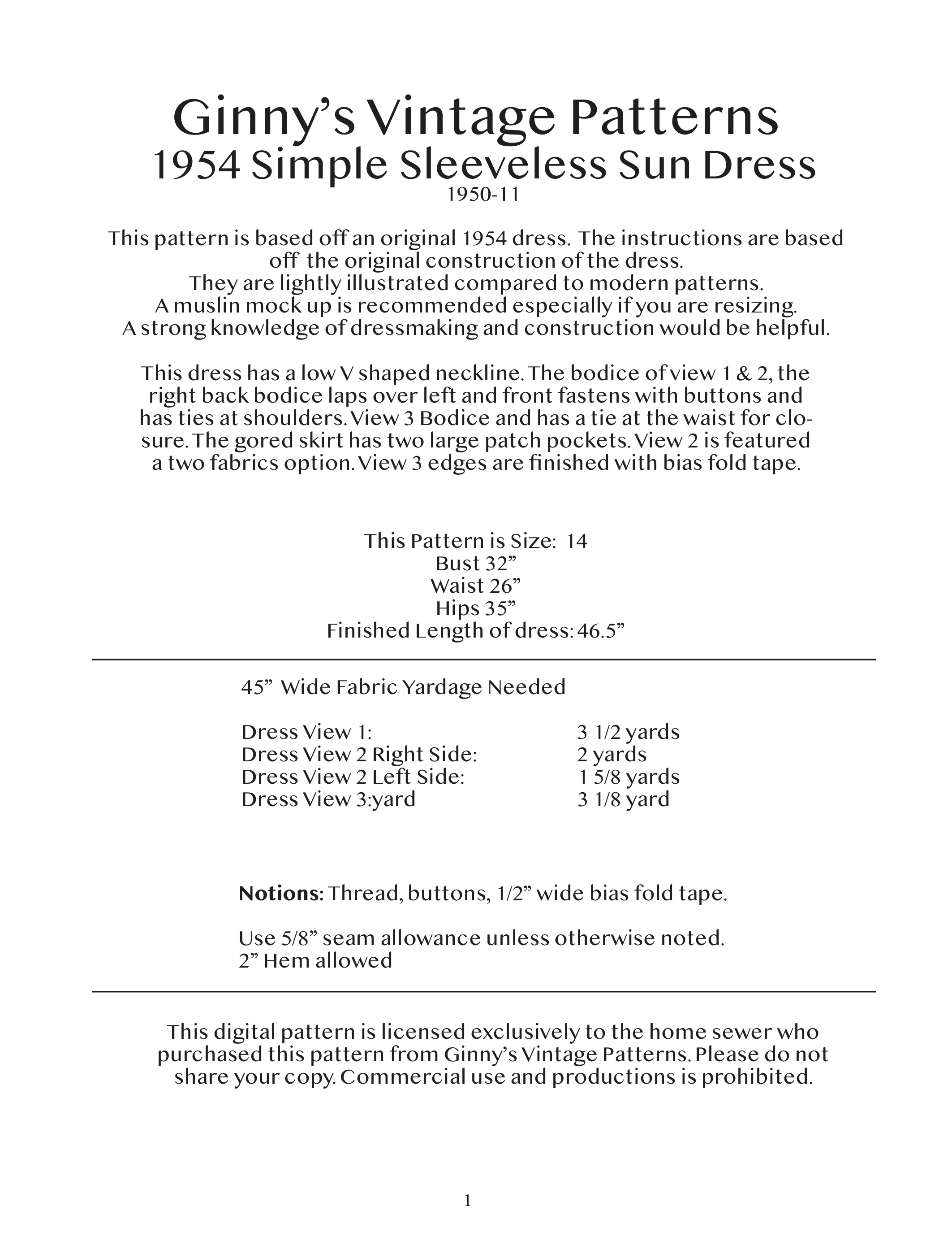 1954 Simple Sleeveless Sun Dress