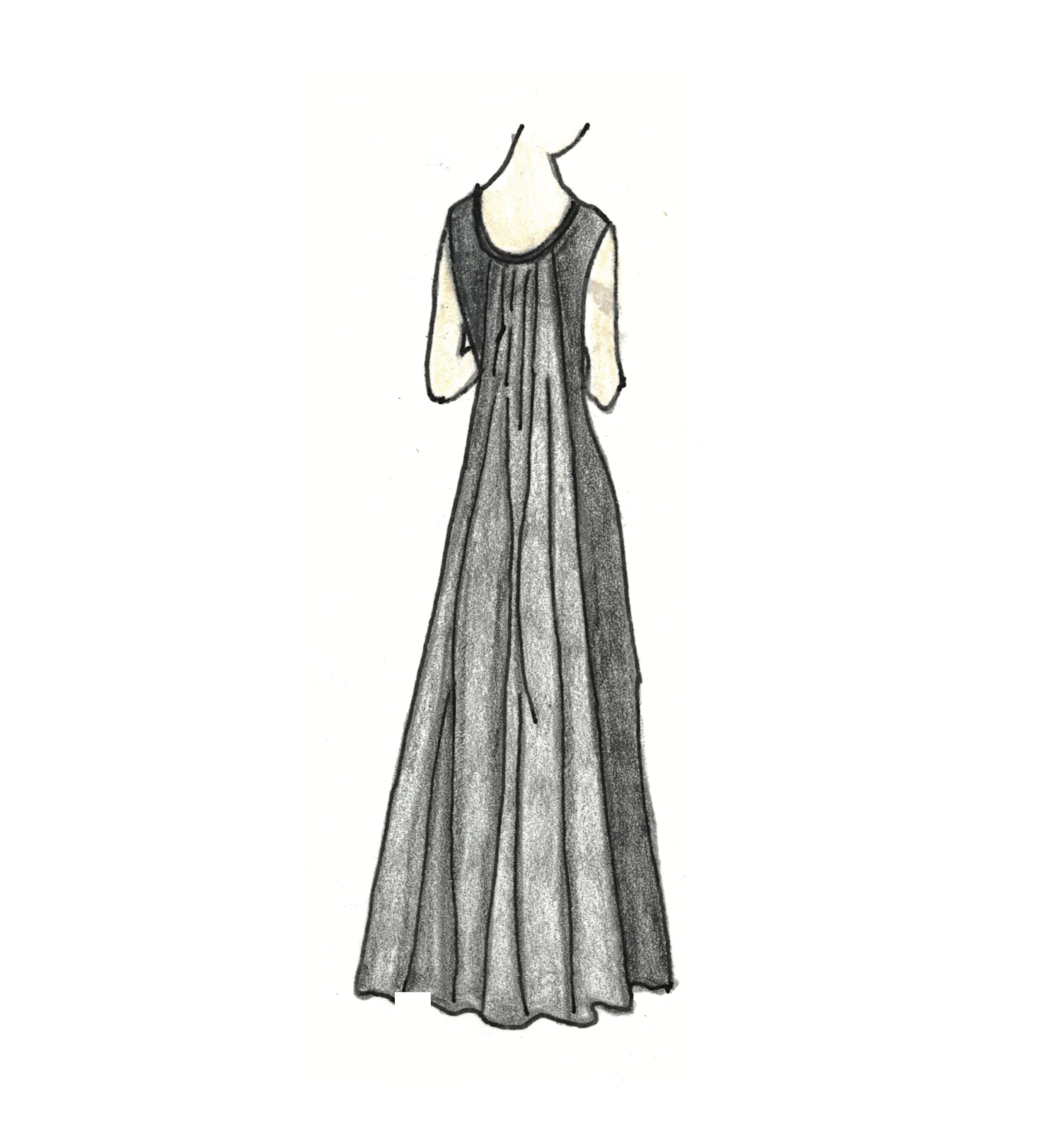 1970 Watteau Train Princess Dress