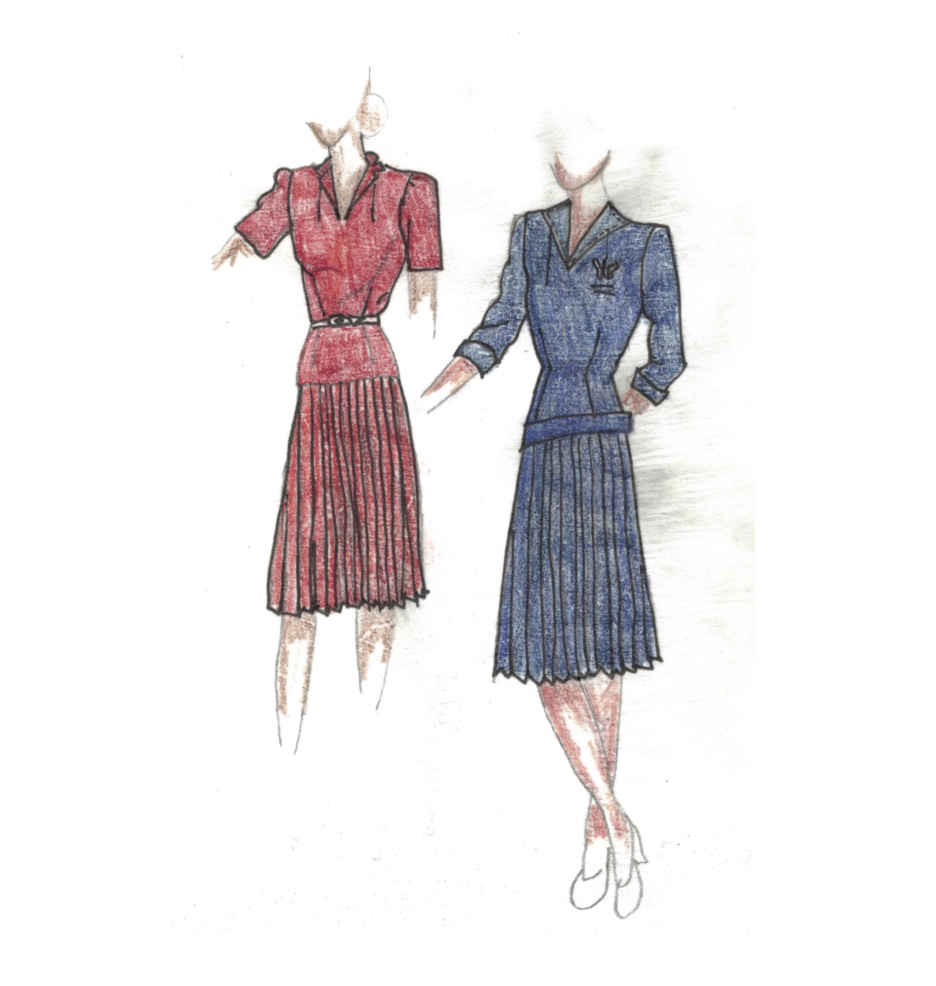 1939 Simulated Two Piece Dress