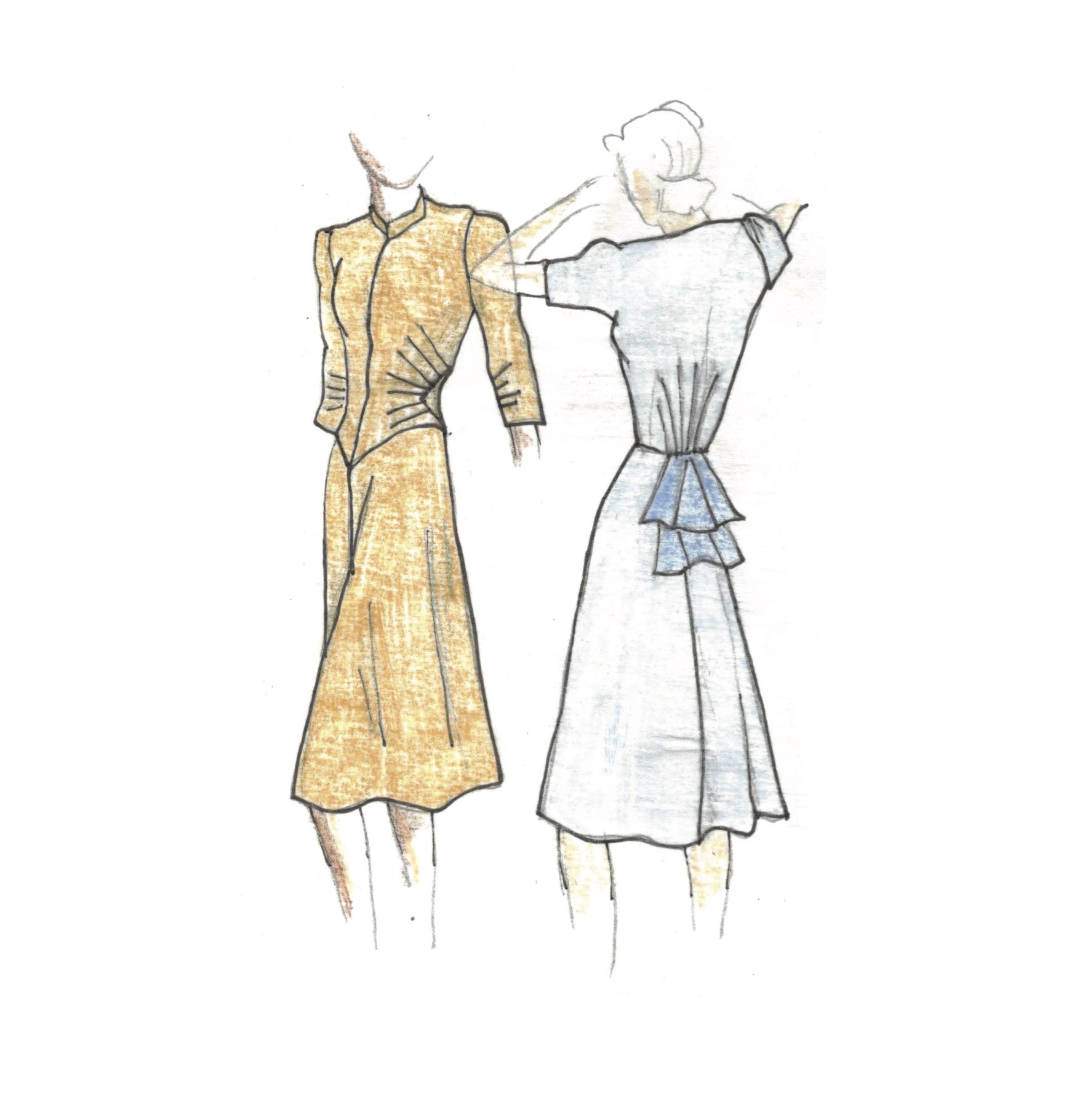 1936 Radiating Dart Dress