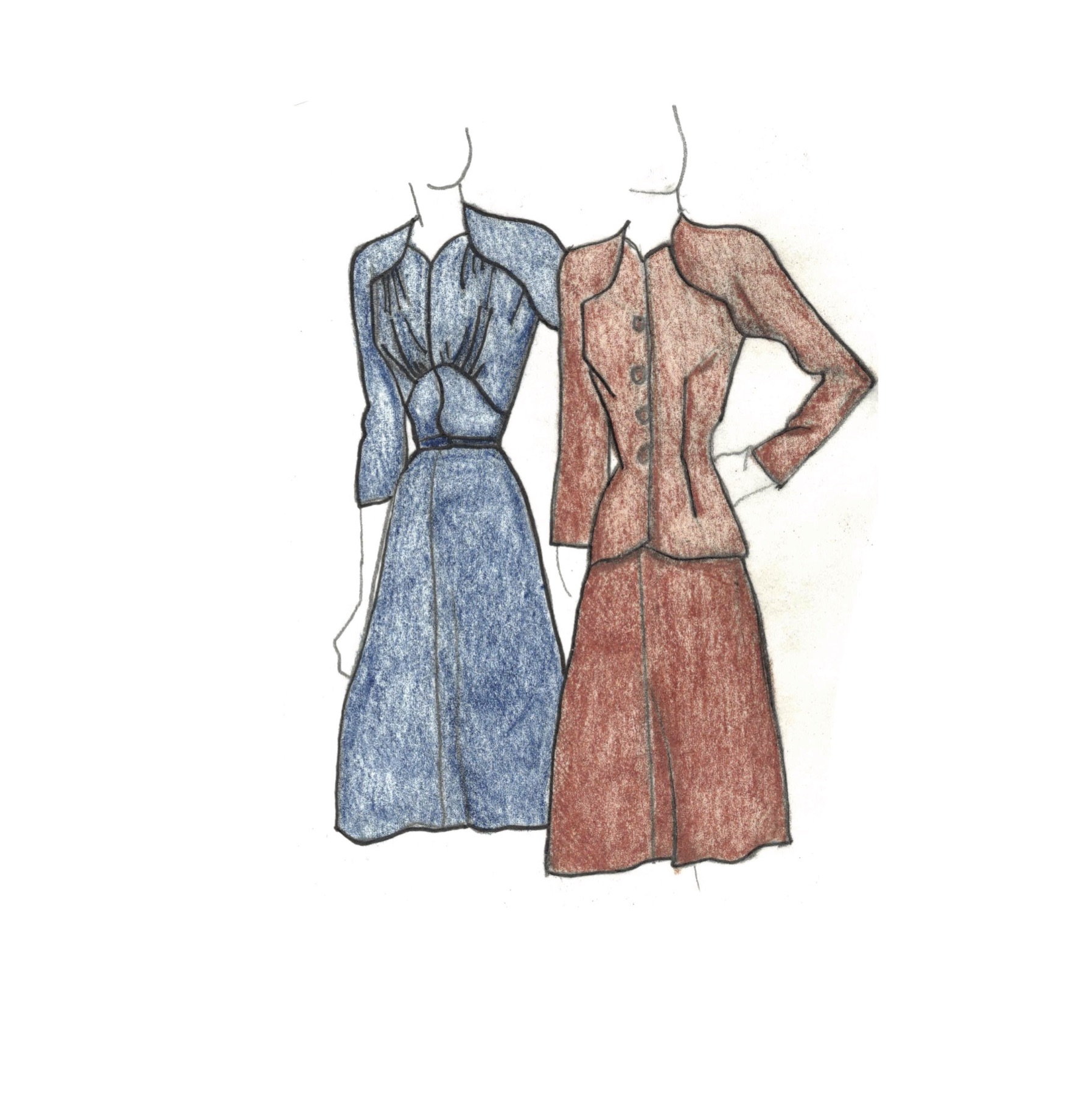 1942 One Piece Dress and Jacket