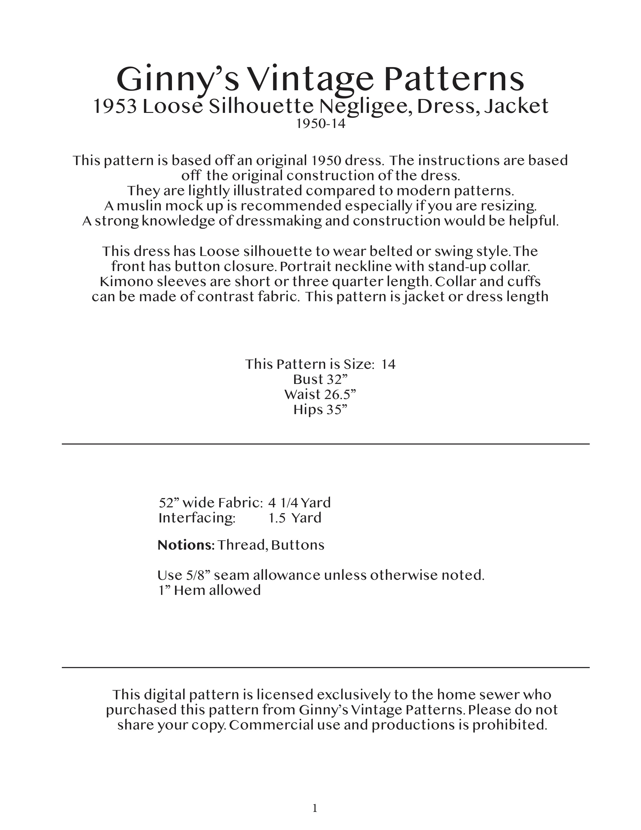 1953 Loose Silhouette Negligee, Dress, Jacket