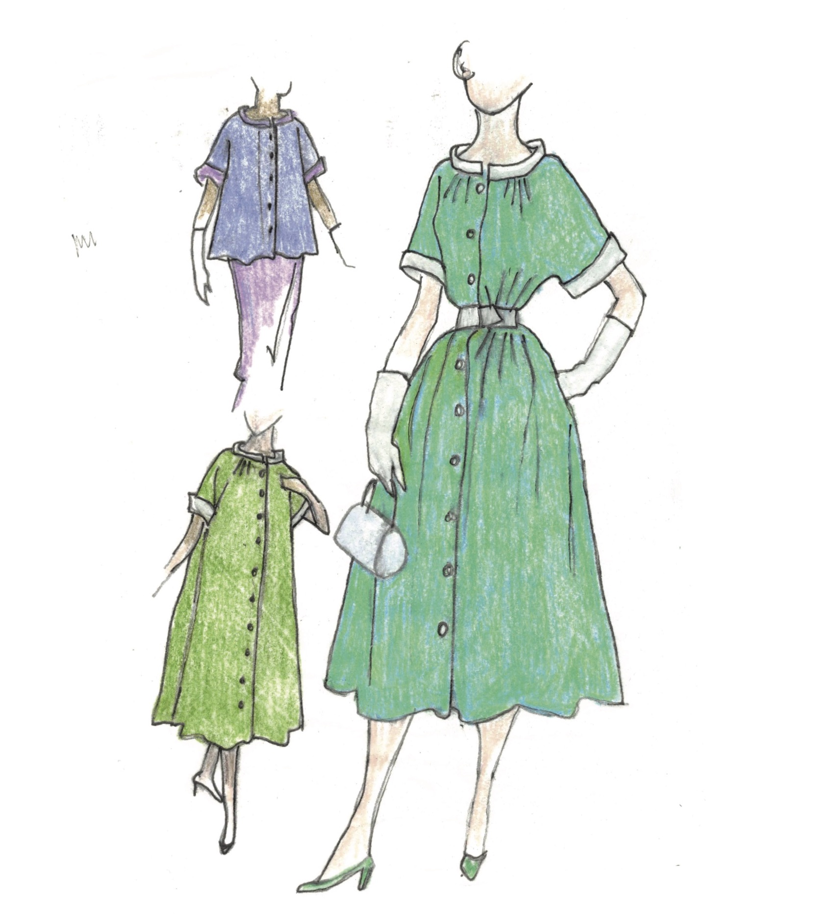 1953 Loose Silhouette Negligee, Dress, Jacket