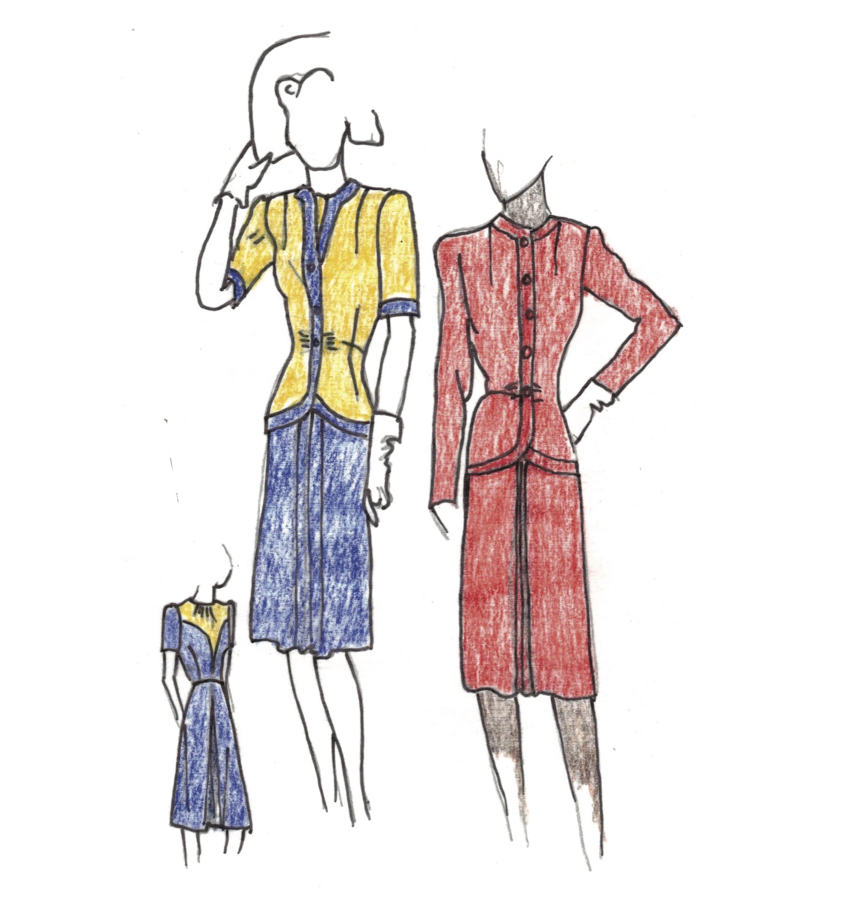 1940 One Piece Dress and Jacket