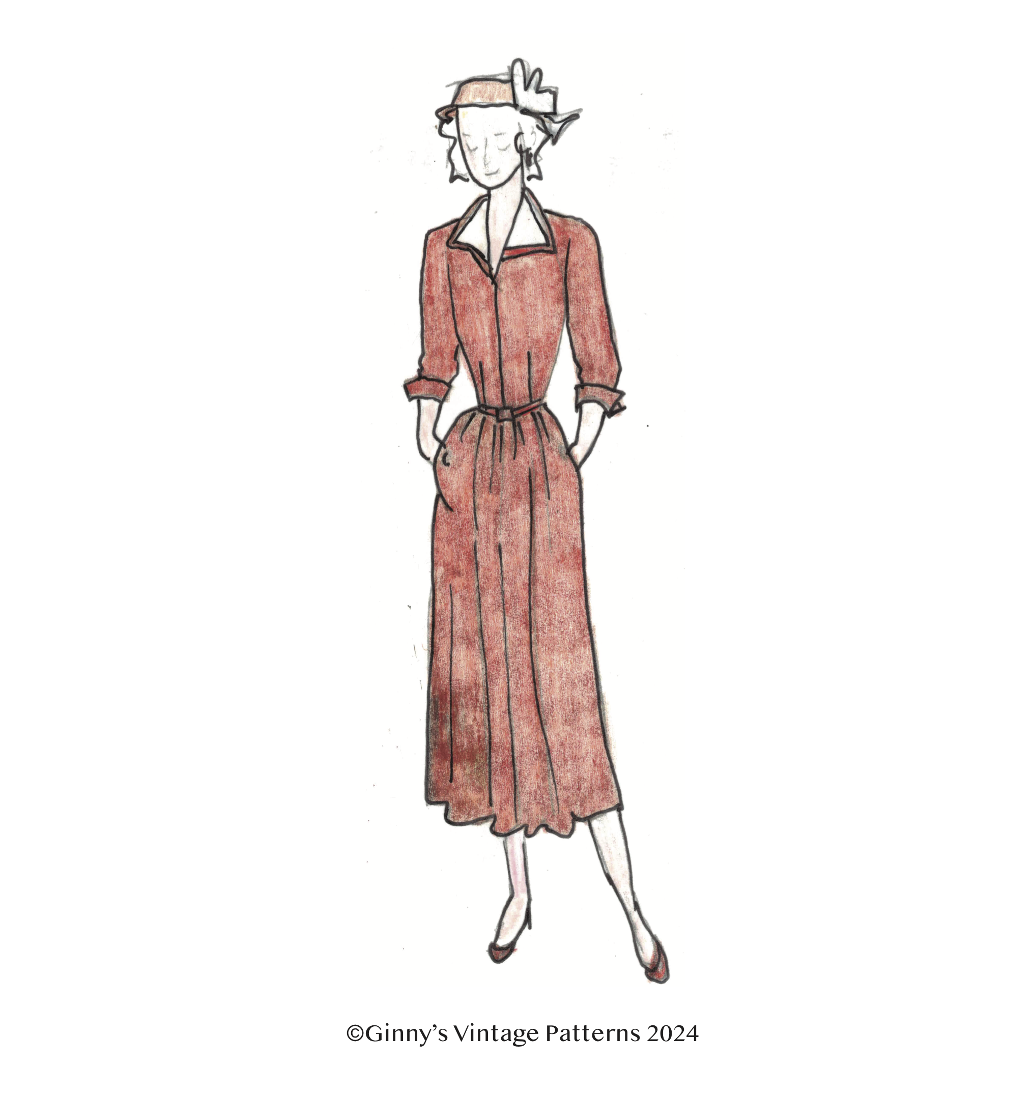 1951 Cuff and Collared Day Dress