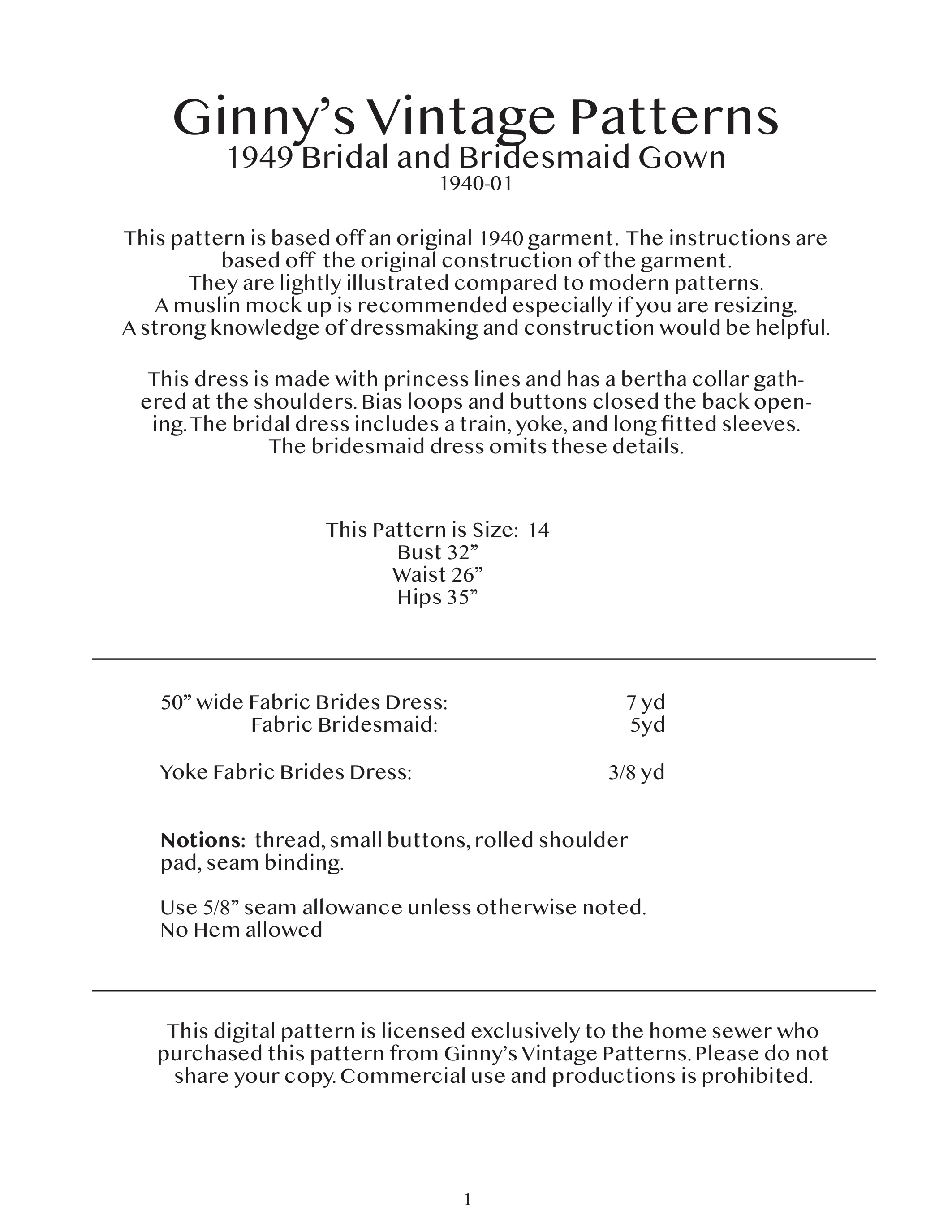 1949 Bridal and Bridesmaid Gown