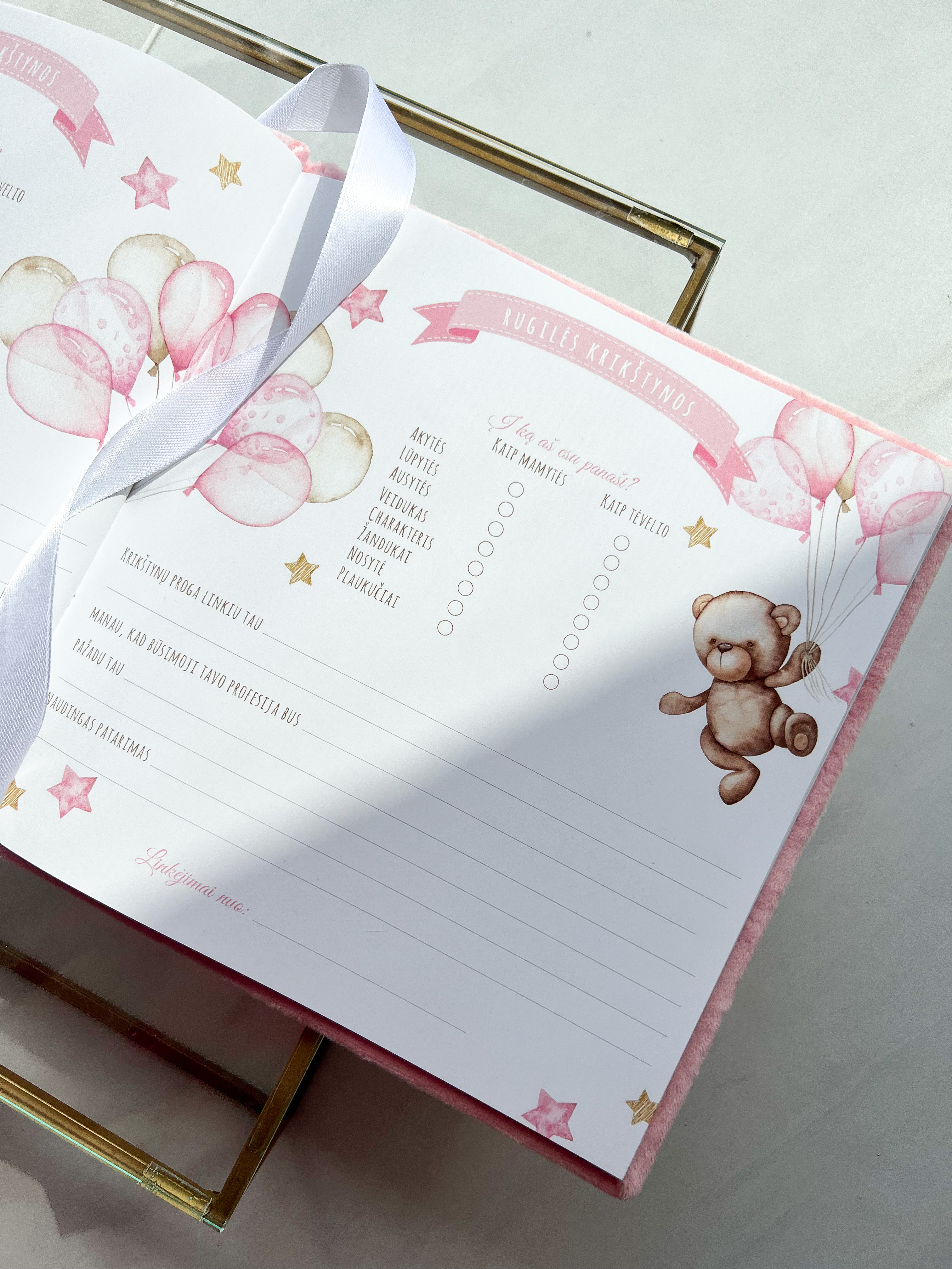 Palinkėjimų knyga "ROŽINIAI MEŠKUČIAI" | 20x20cm