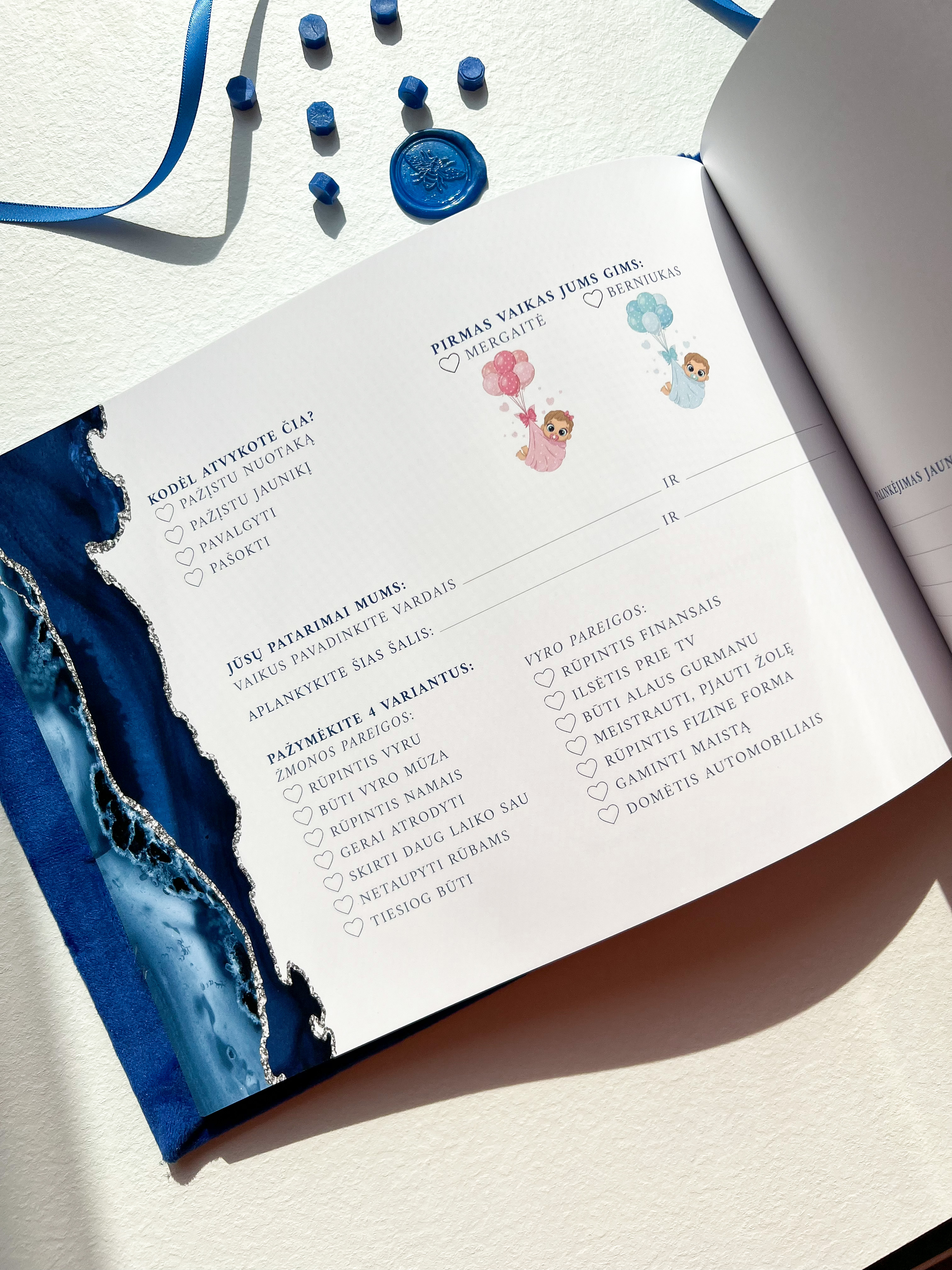 Palinkėjimų knyga "JŪROS MĖLIS" | 28x20cm