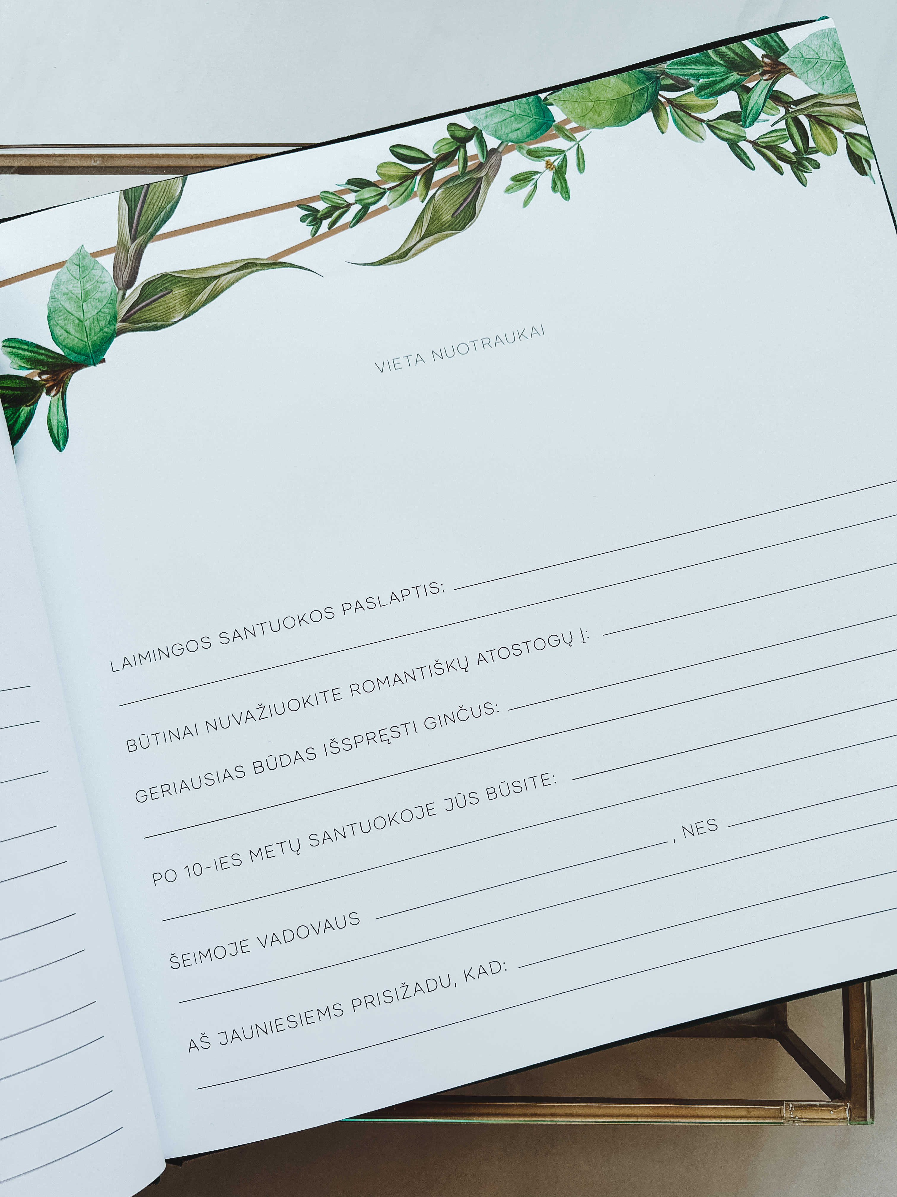 Palinkėjimų knyga "ŽALUMOS RĖMELIS" | 28x28cm