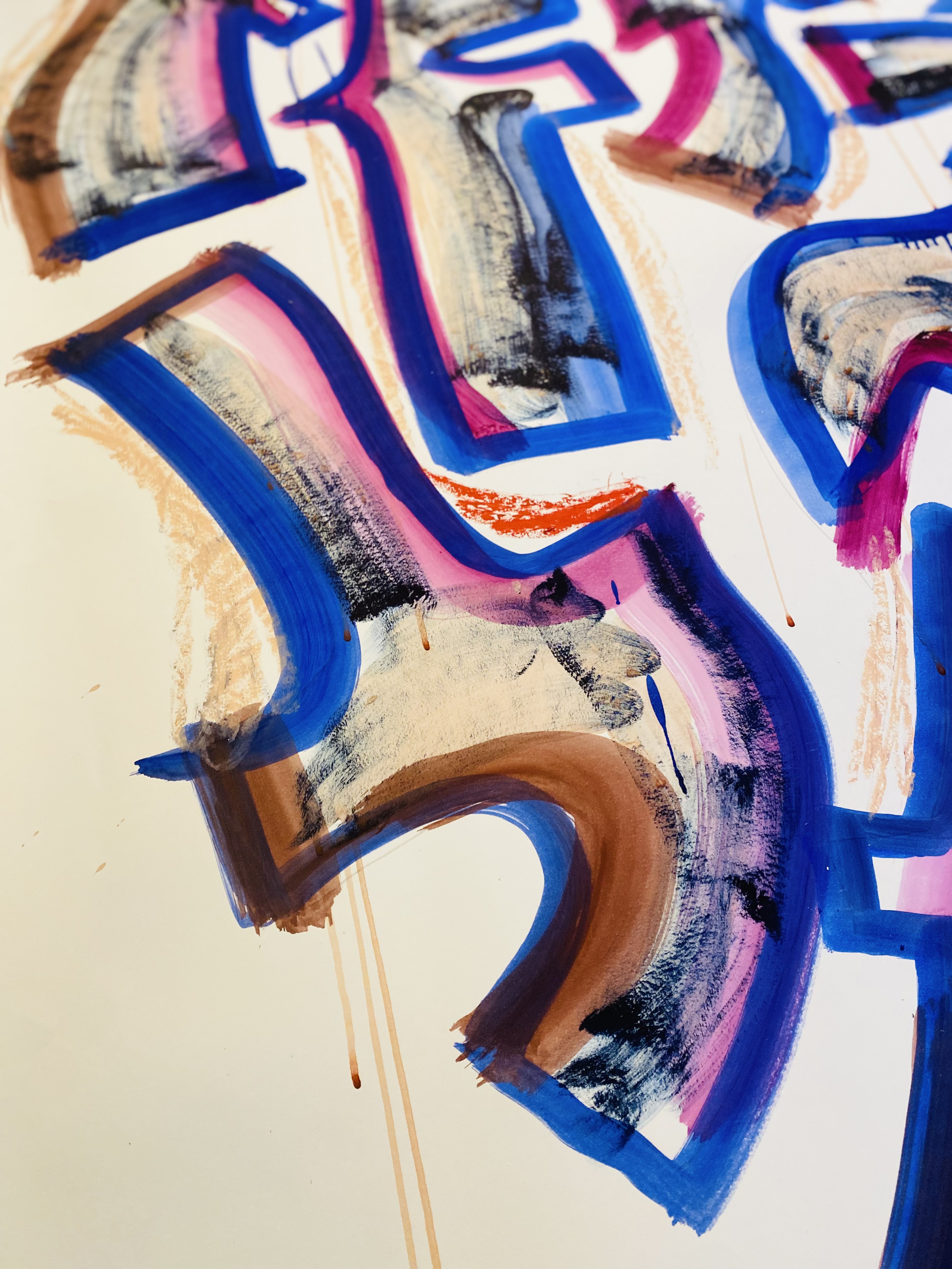 peinture à l'huile et encre et craie "nuée"