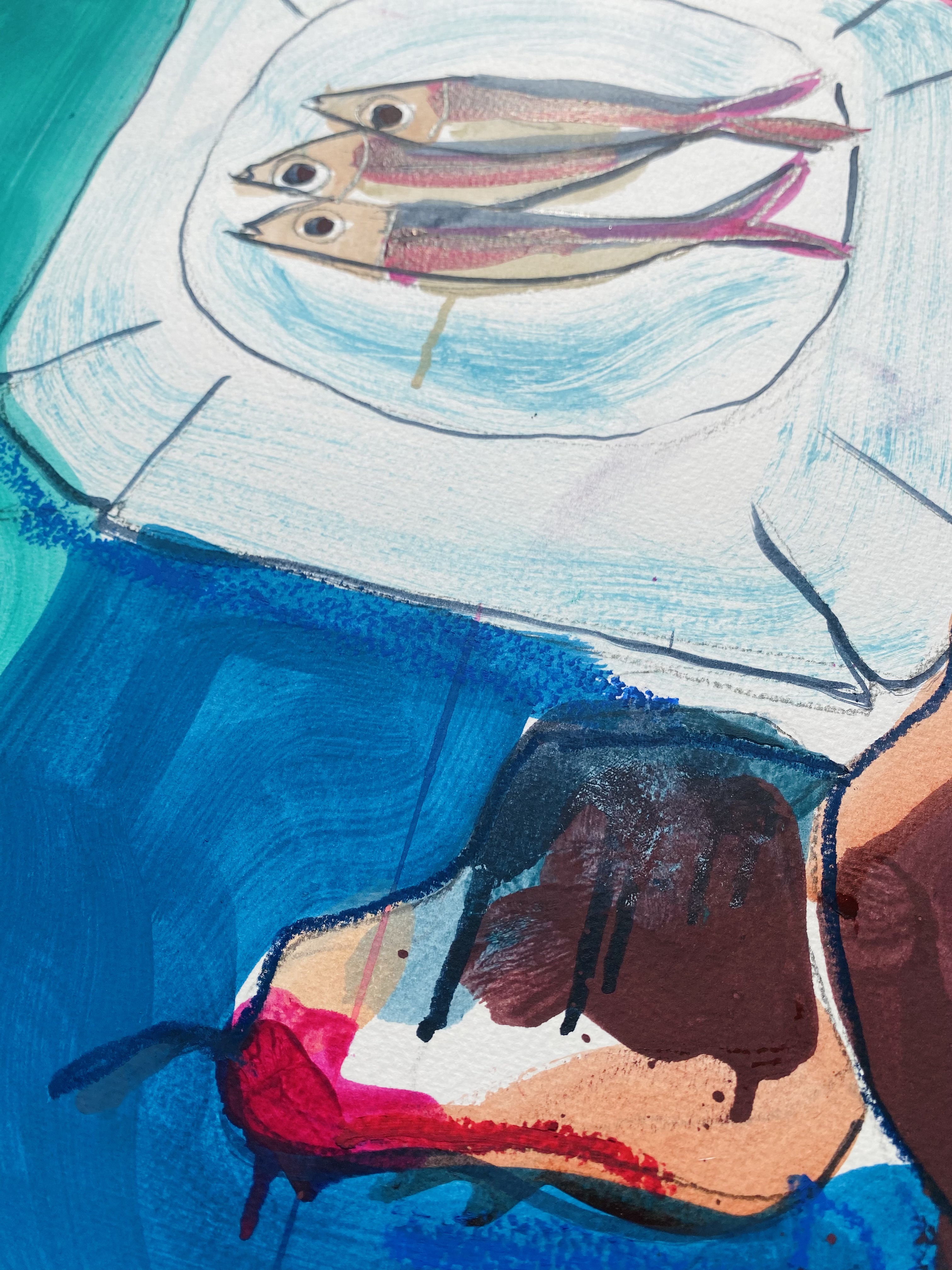 Chinchards peinture à l'huile