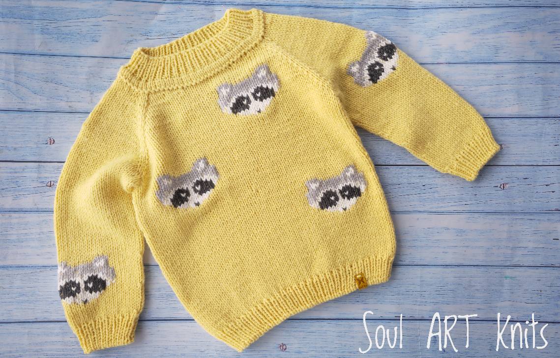 Merino vilnos megztukas "Little Raccon"