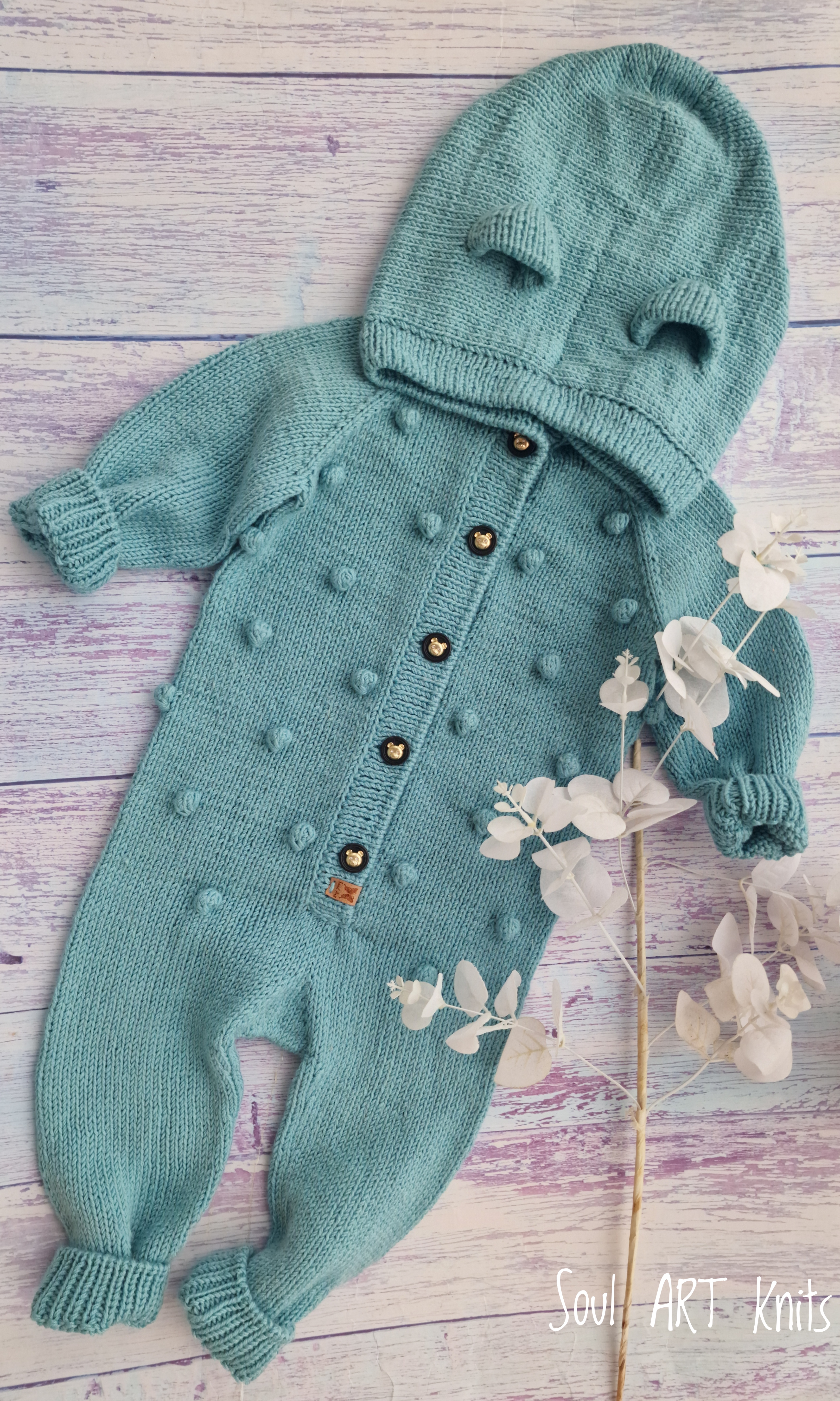 Kombinezonas su kapišonu "Merino Bear"