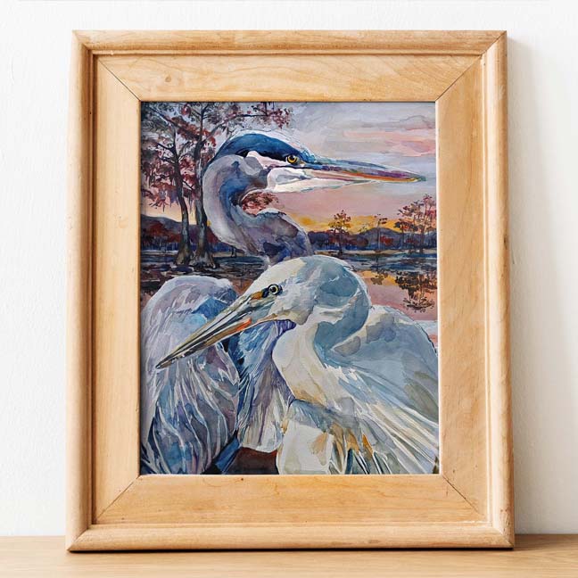 "Heron + Egret" Vertical Print