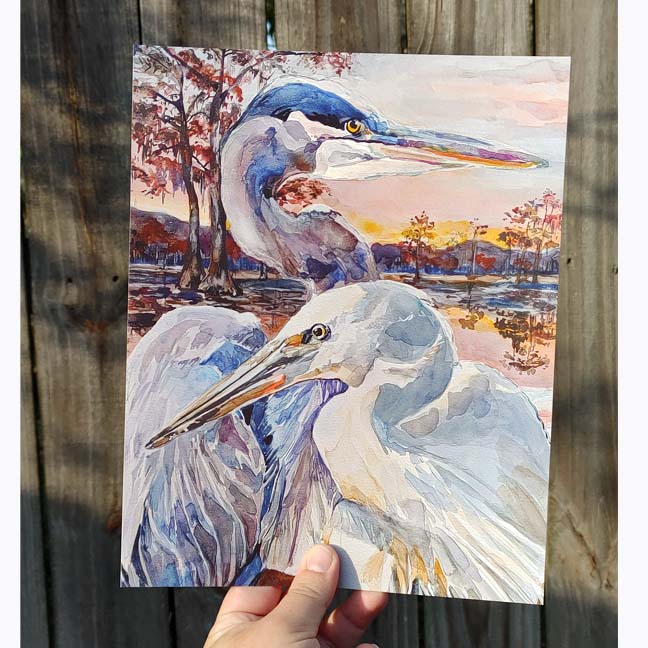 "Heron + Egret" Vertical Print