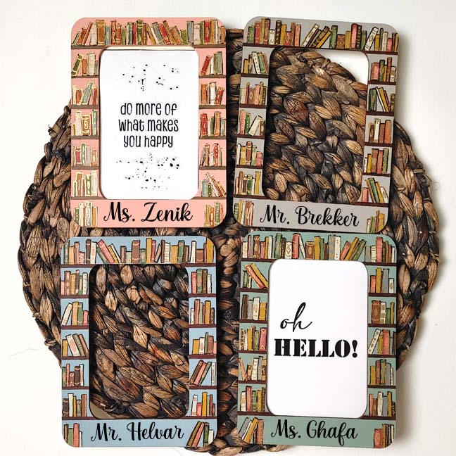 "Bookshelf" Hand-Painted Frame