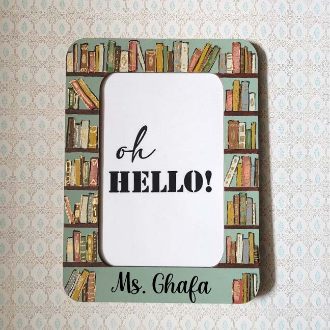 "Bookshelf" Hand-Painted Frame