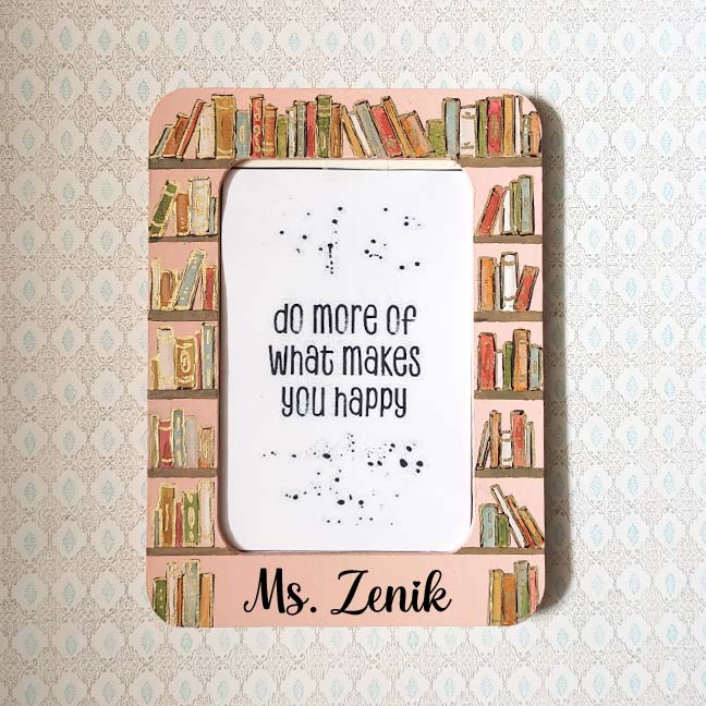 "Bookshelf" Hand-Painted Frame