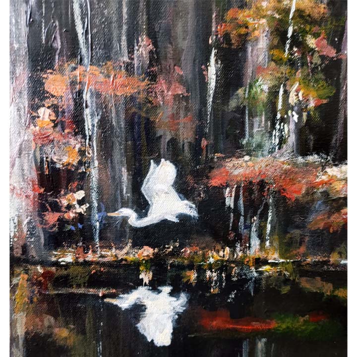 "Egret in Autumn" Framed Original