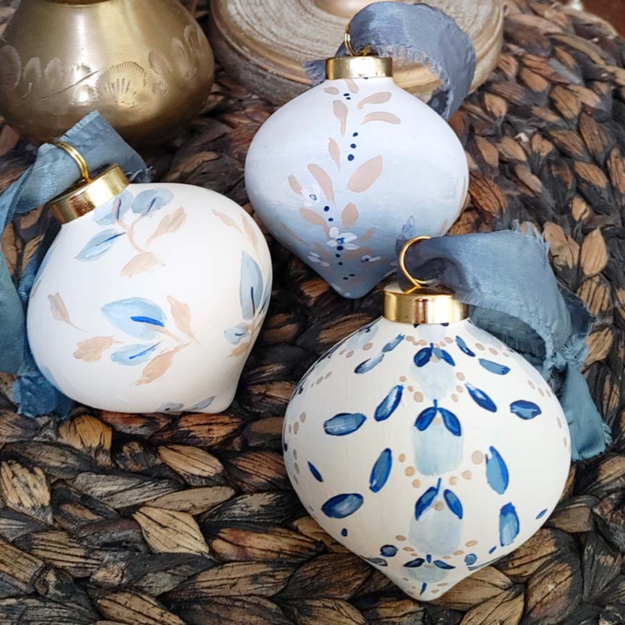 "Coastal Blue" Ceramic Ornaments