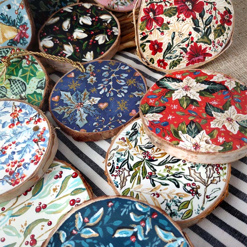 "Fun & Festive" Wood Slice Ornaments