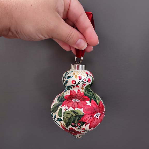 "Red Poinsettia" Ceramic Ornament