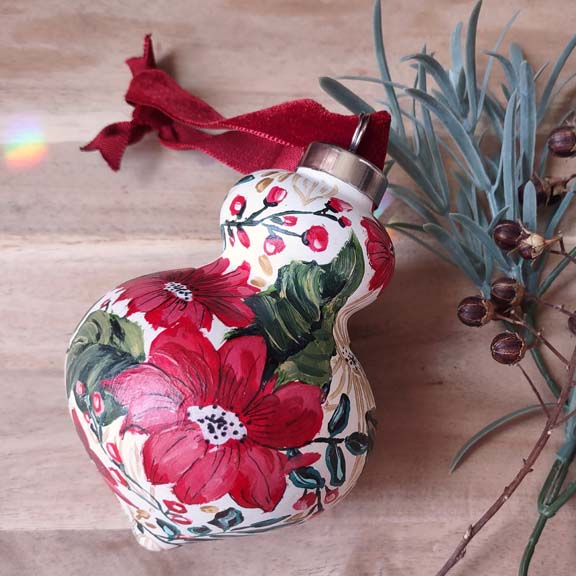 "Red Poinsettia" Ceramic Ornament