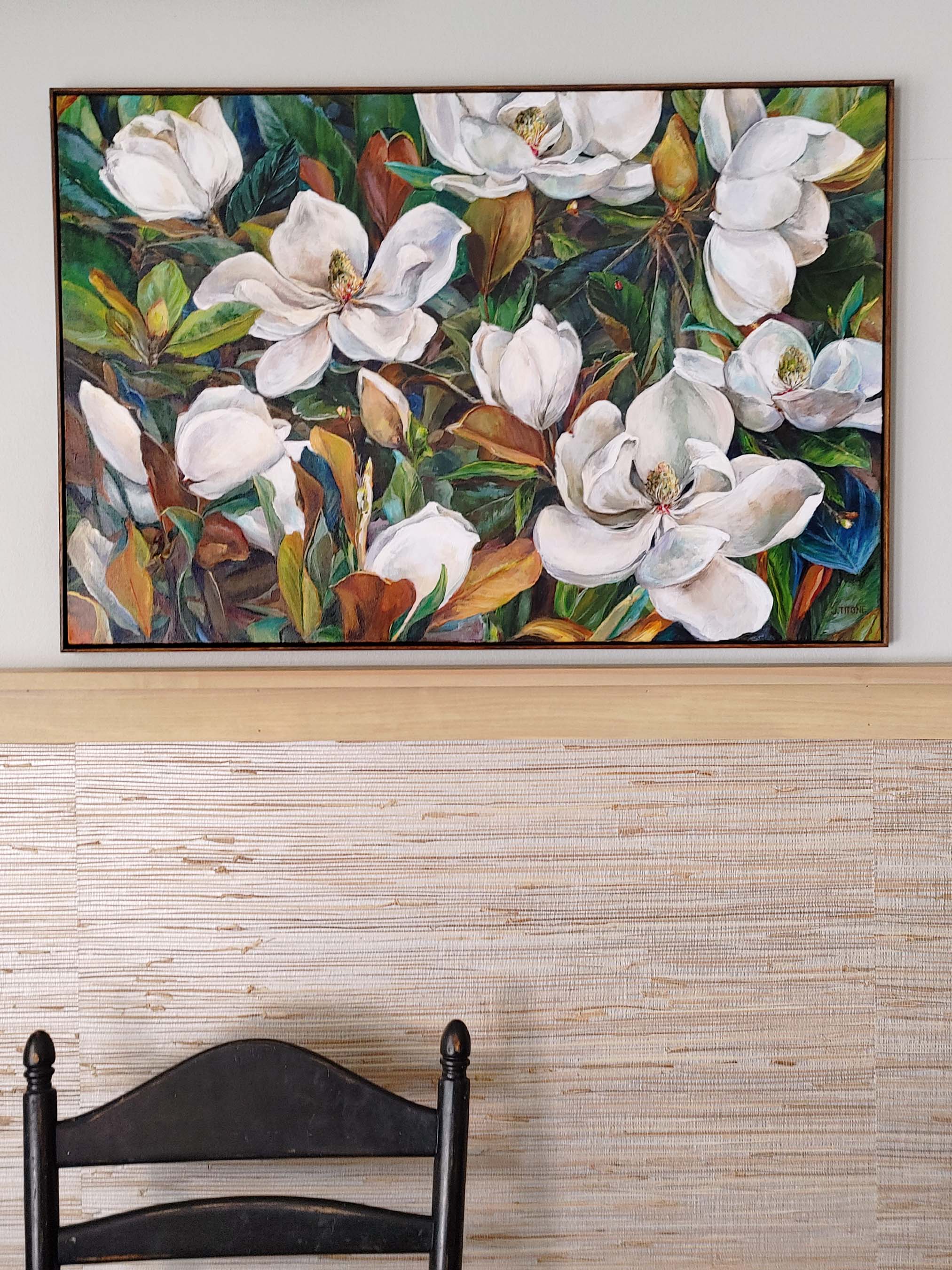 "Ivory and Evergreen" Original Painting