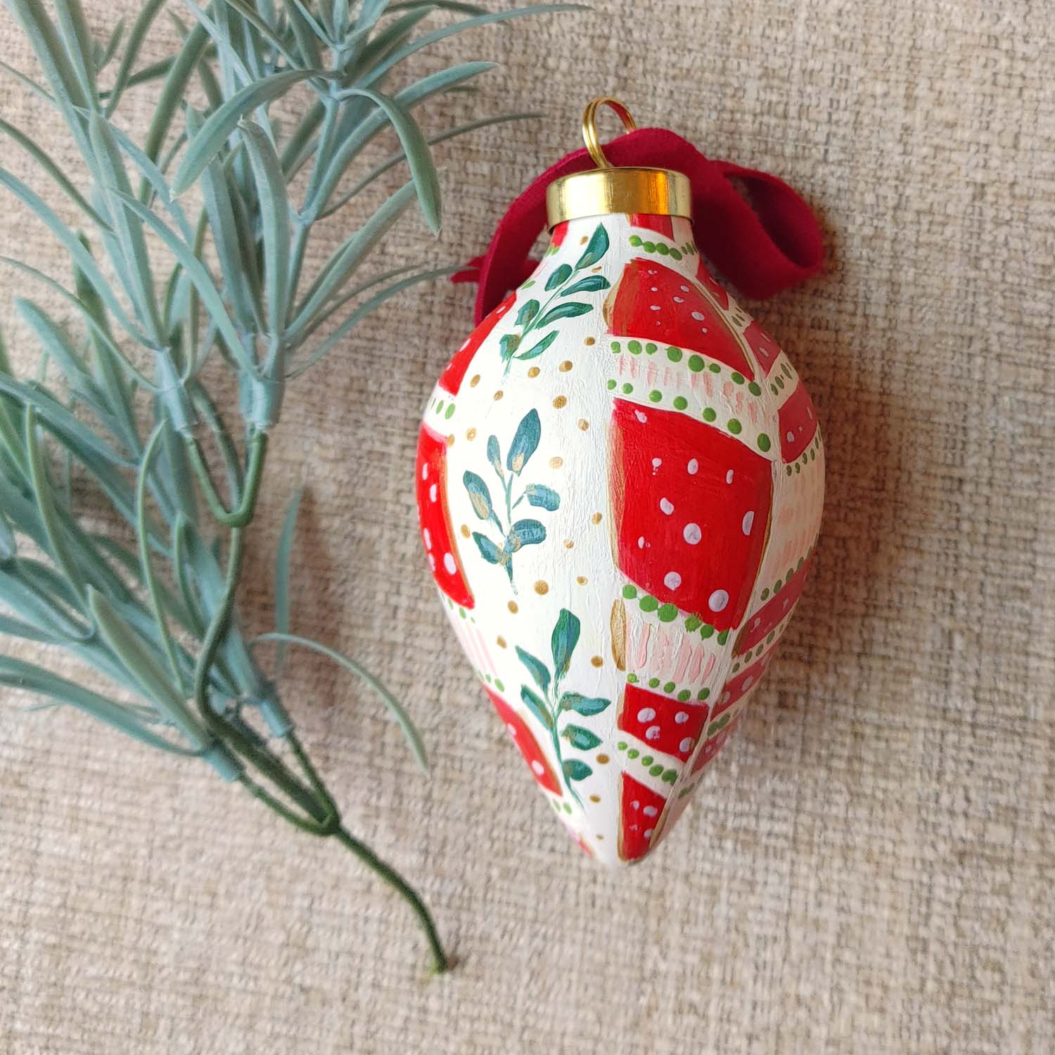 "Candy Cane" Ceramic Bauble Ornament