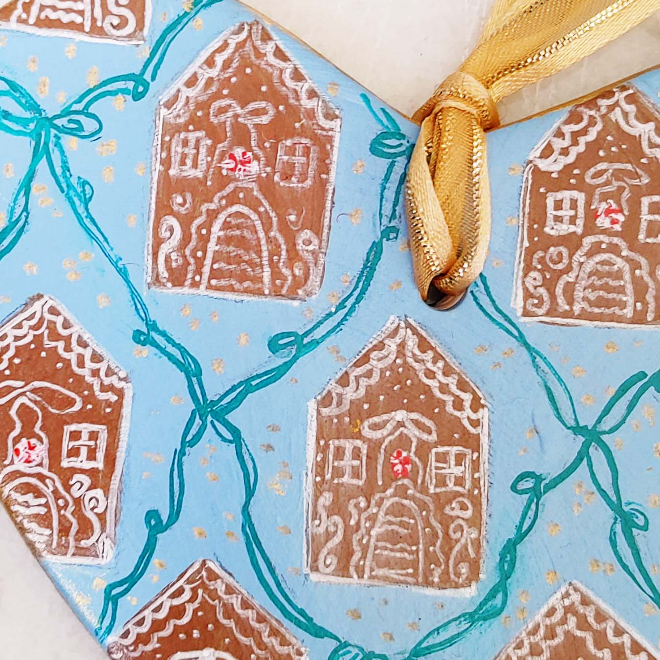 "Gingerbread House" Ceramic Heart Ornament