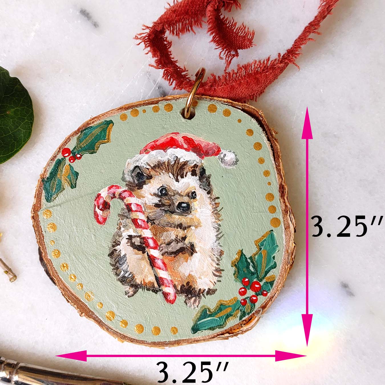 "A Little Prickly" Wood Slice Ornament