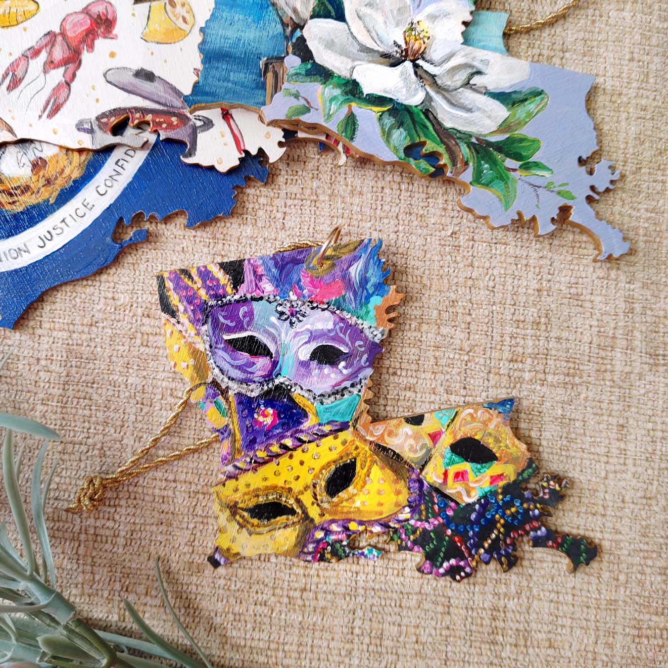 "Mardi Gras Masks" Louisiana Wooden Cutout